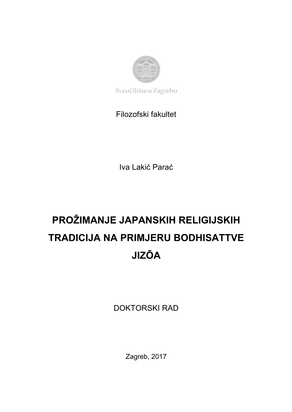Prožimanje Japanskih Religijskih Tradicija Na Primjeru Bodhisattve Jizōa