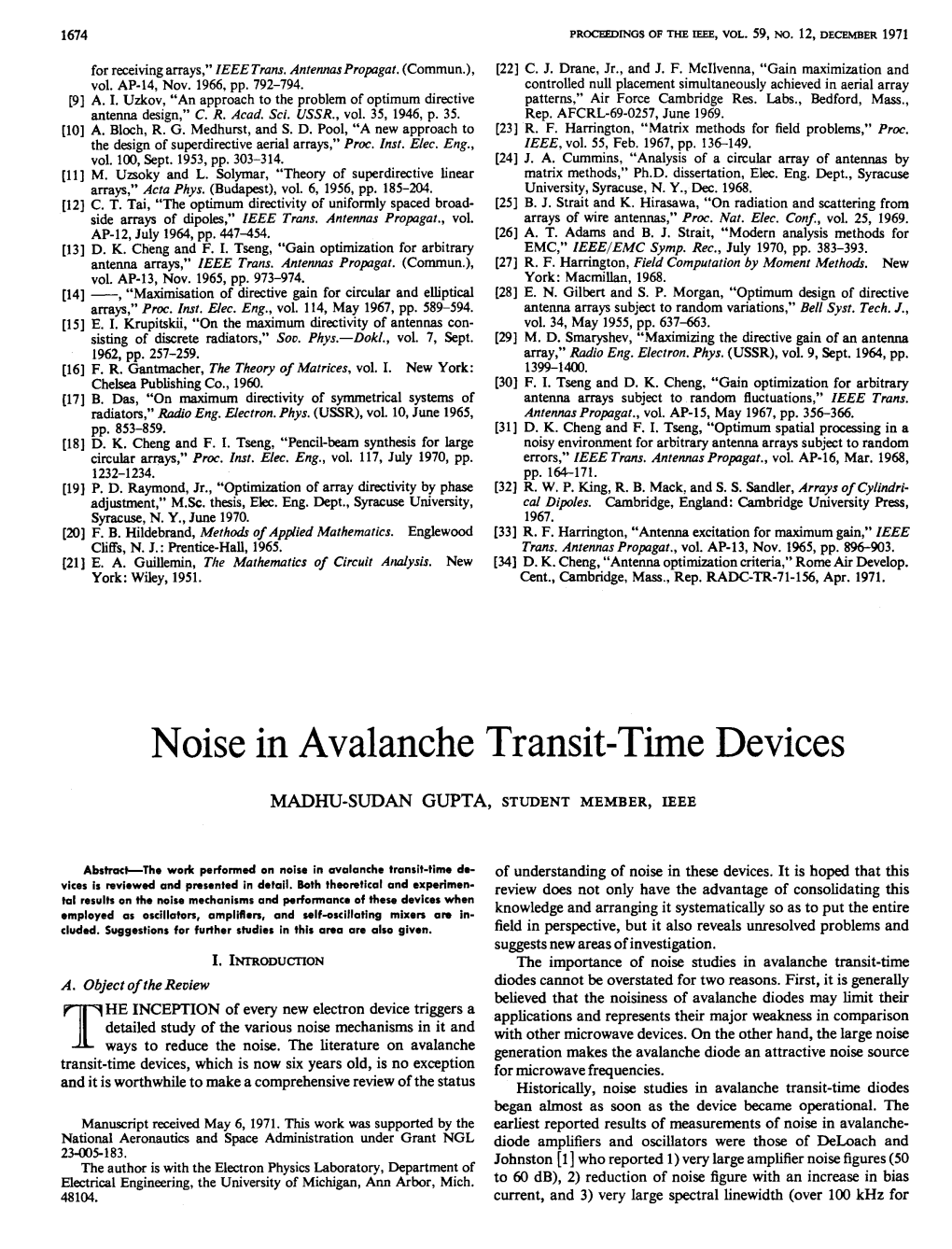 Noise in Avalanche Transit-Time Devices