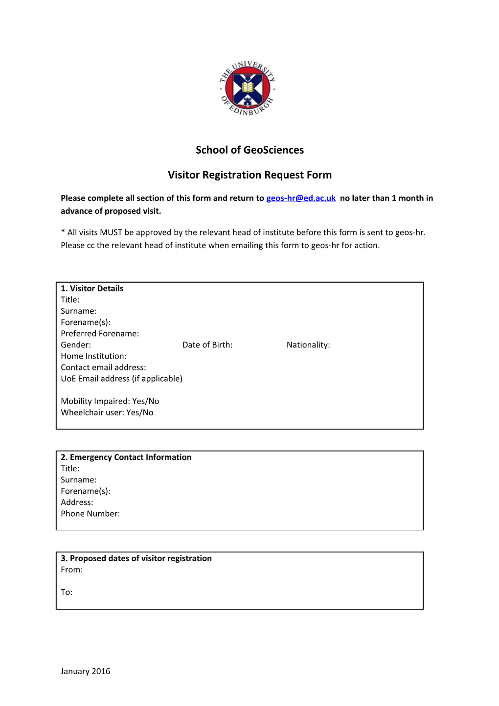 Visitor Registration Request Form