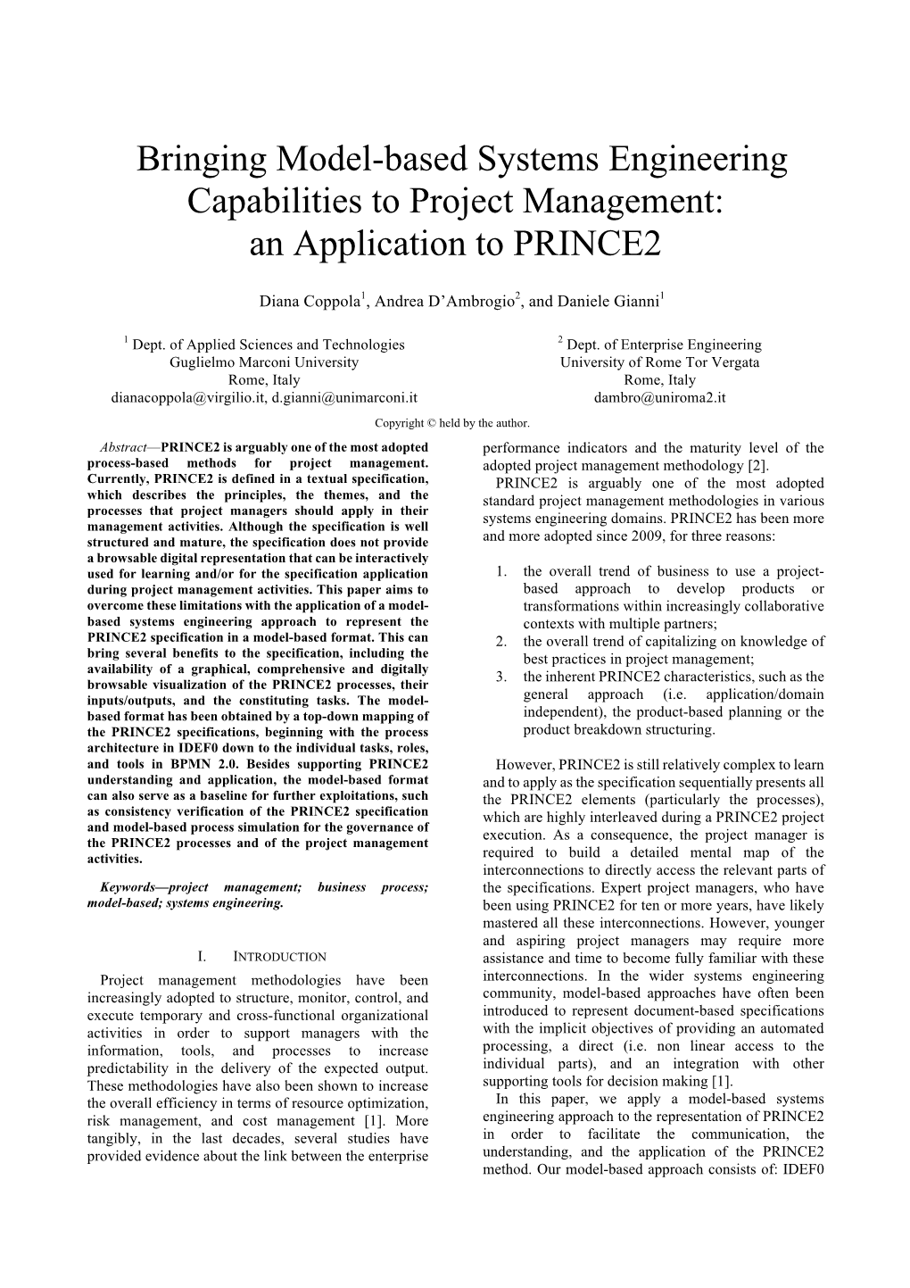 An Application to PRINCE2