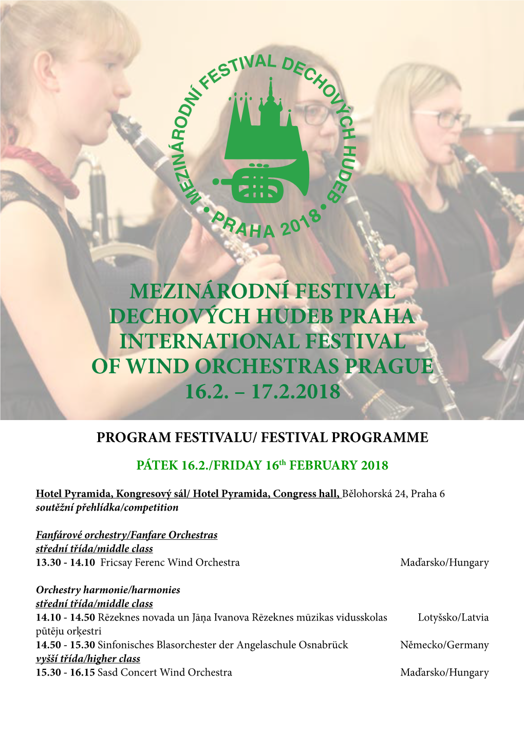 Mezinárodní Festival Dechových Hudeb Praha International Festival of Wind Orchestras Prague 16.2