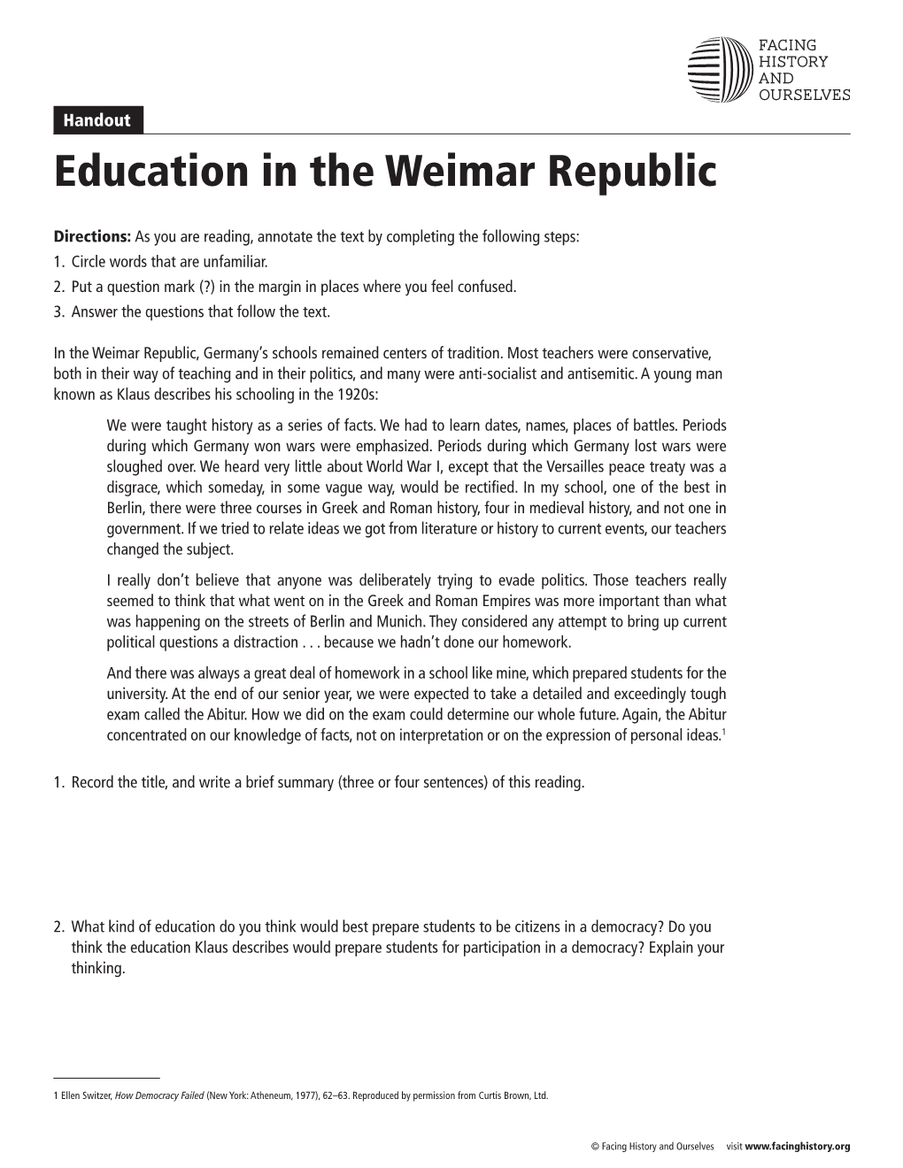 Education in the Weimar Republic