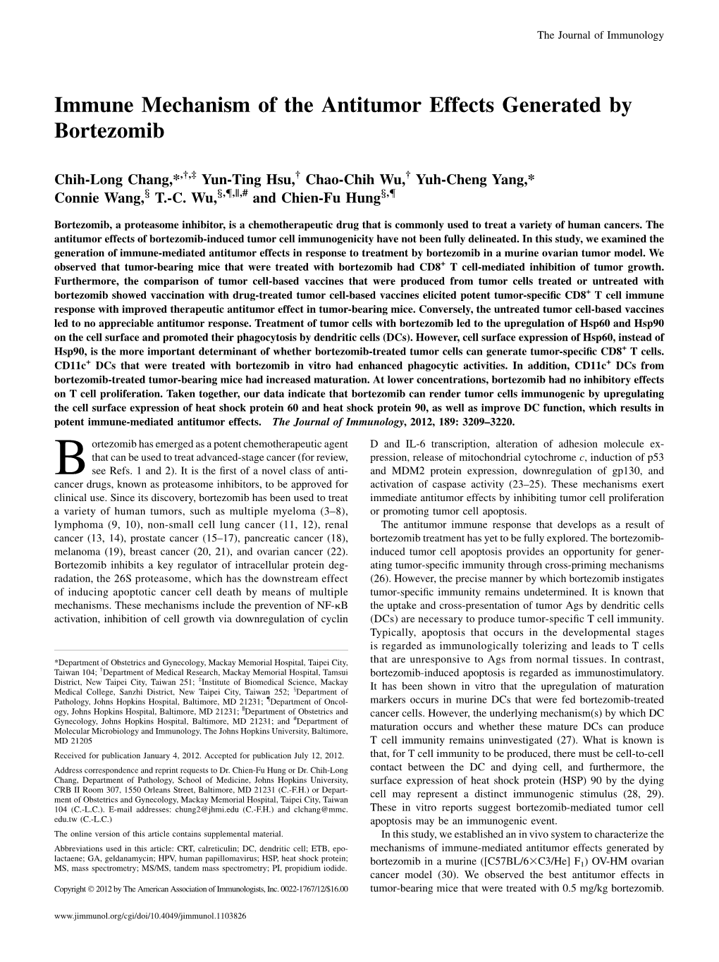 Generated by Bortezomib Immune Mechanism of the Antitumor Effects