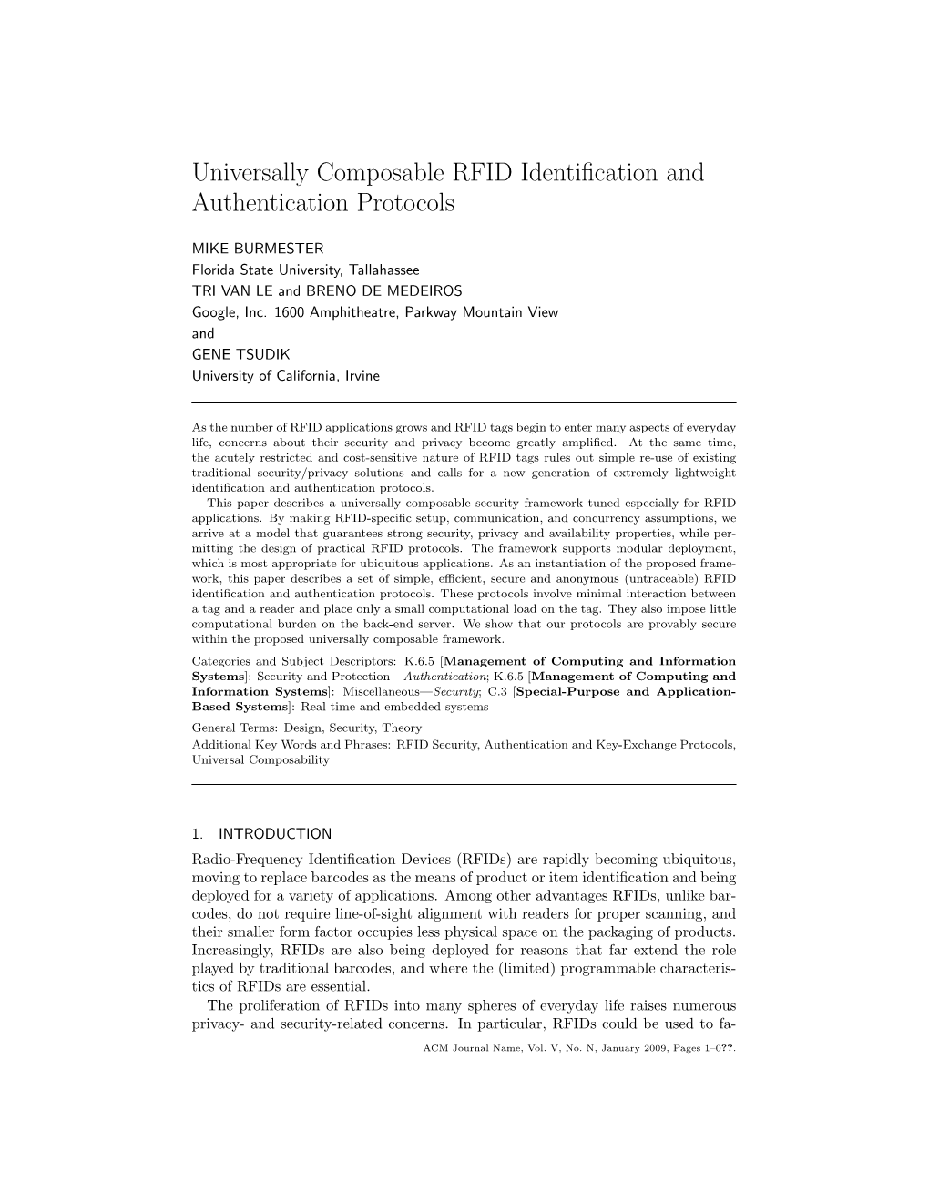 Universally Composable RFID Identification and Authentication