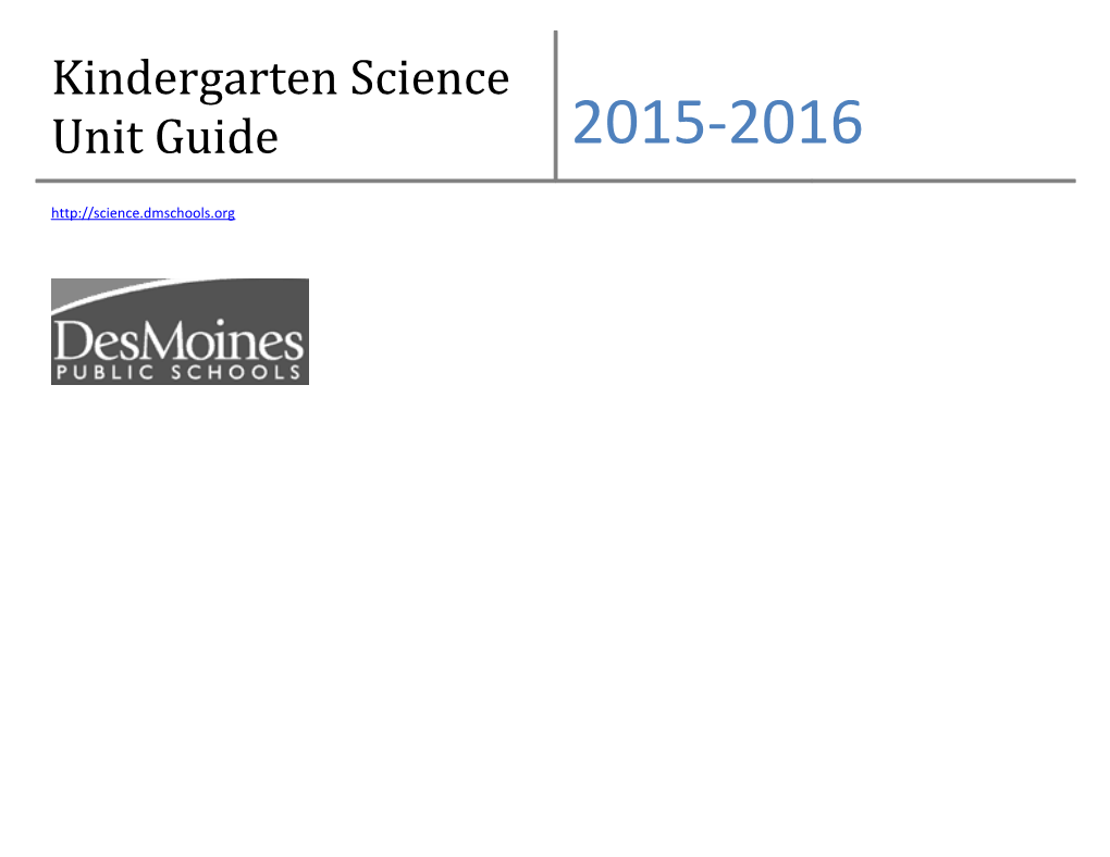 Kindergarten Science Unit Guide