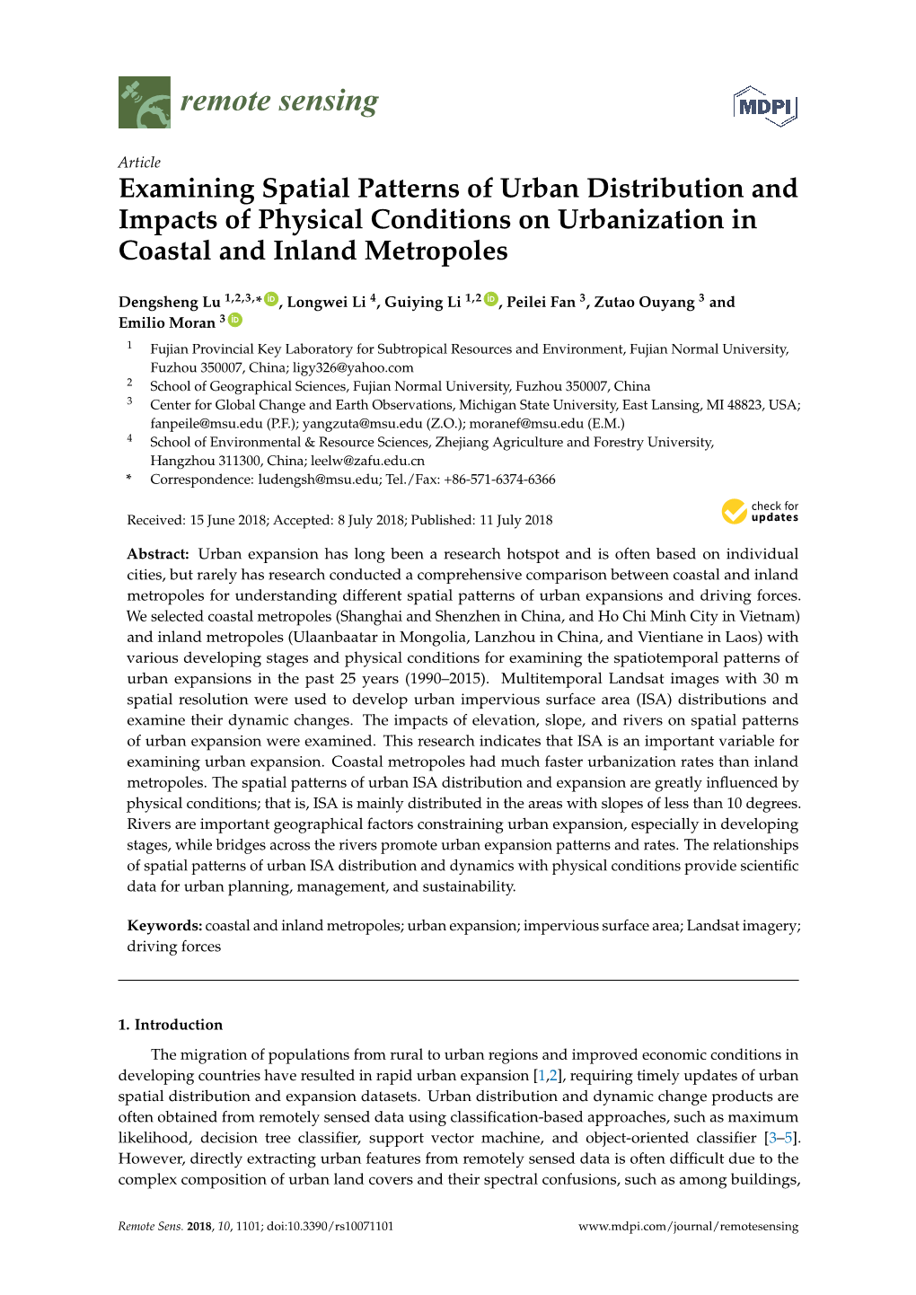 Examining Spatial Patterns of Urban Distribution and Impacts of Physical Conditions on Urbanization in Coastal and Inland Metropoles