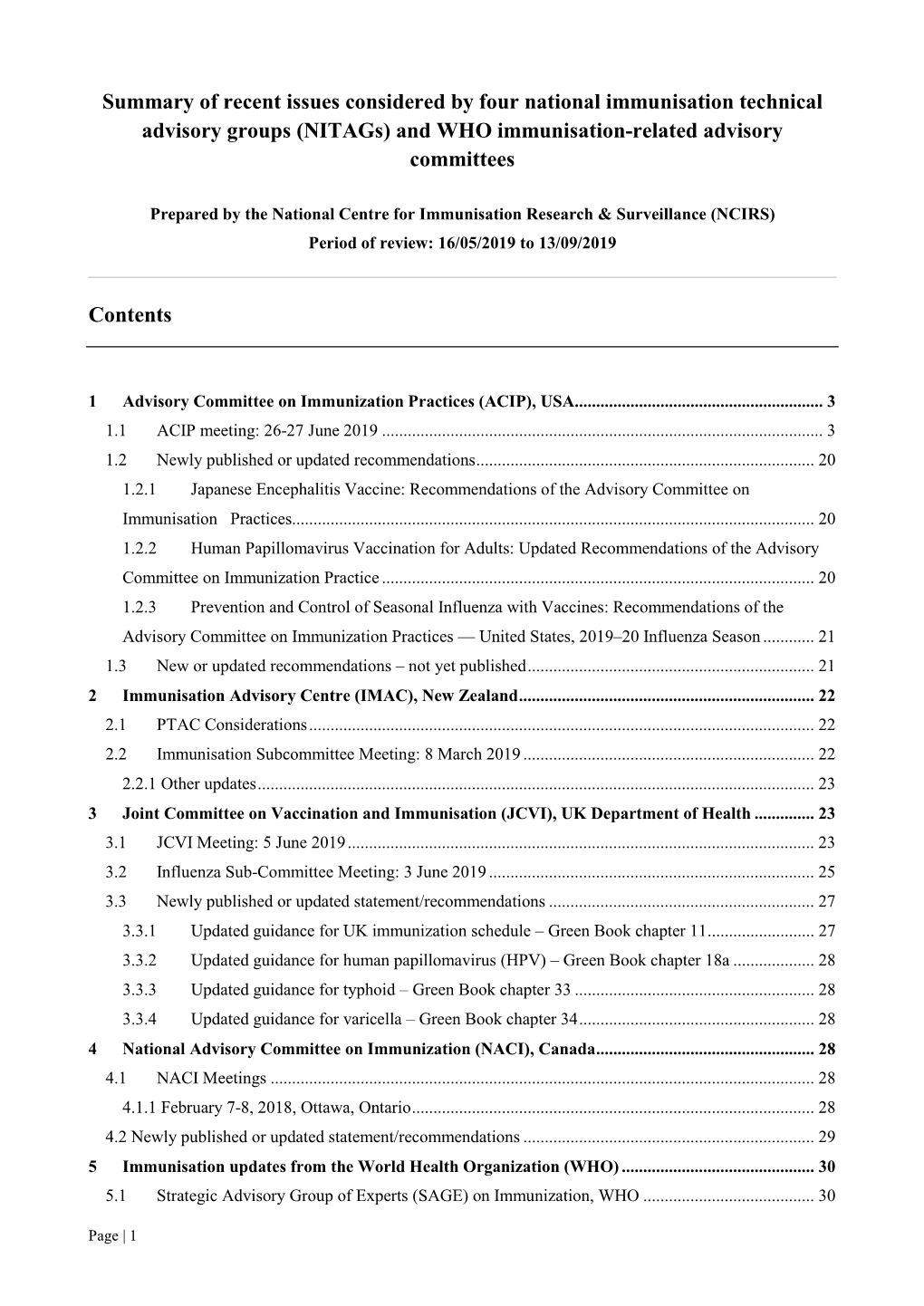 (Nitags) and WHO Immunisation-Related Advisory Committees