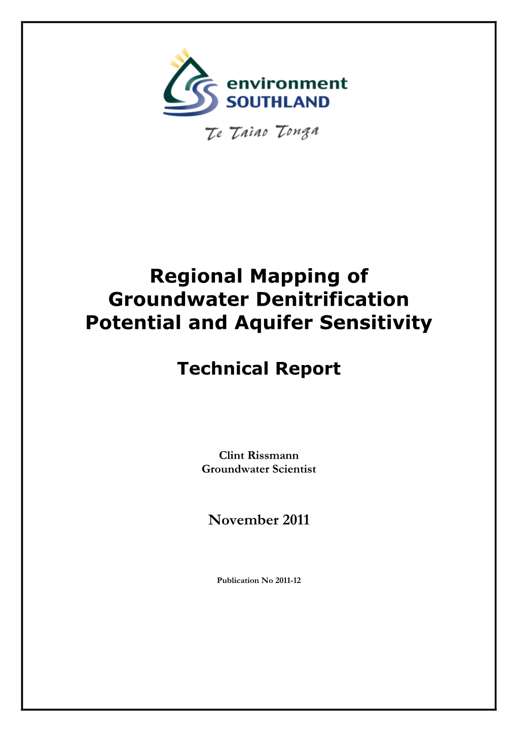 Regional Mapping of Groundwater Denitrification Potential and Aquifer Sensitivity