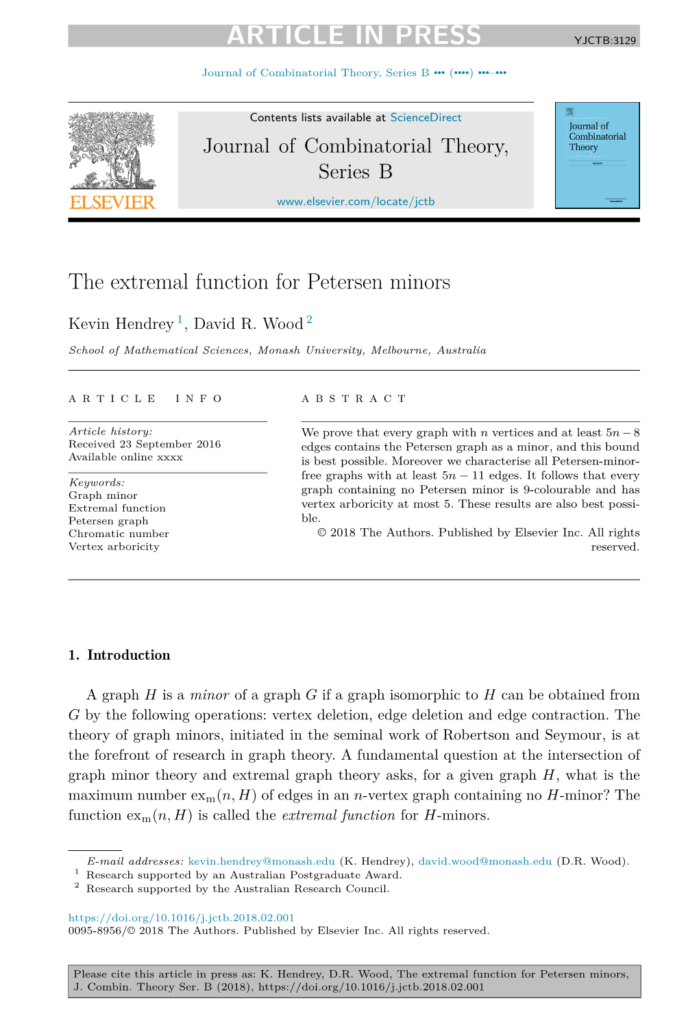 The Extremal Function for Petersen Minors