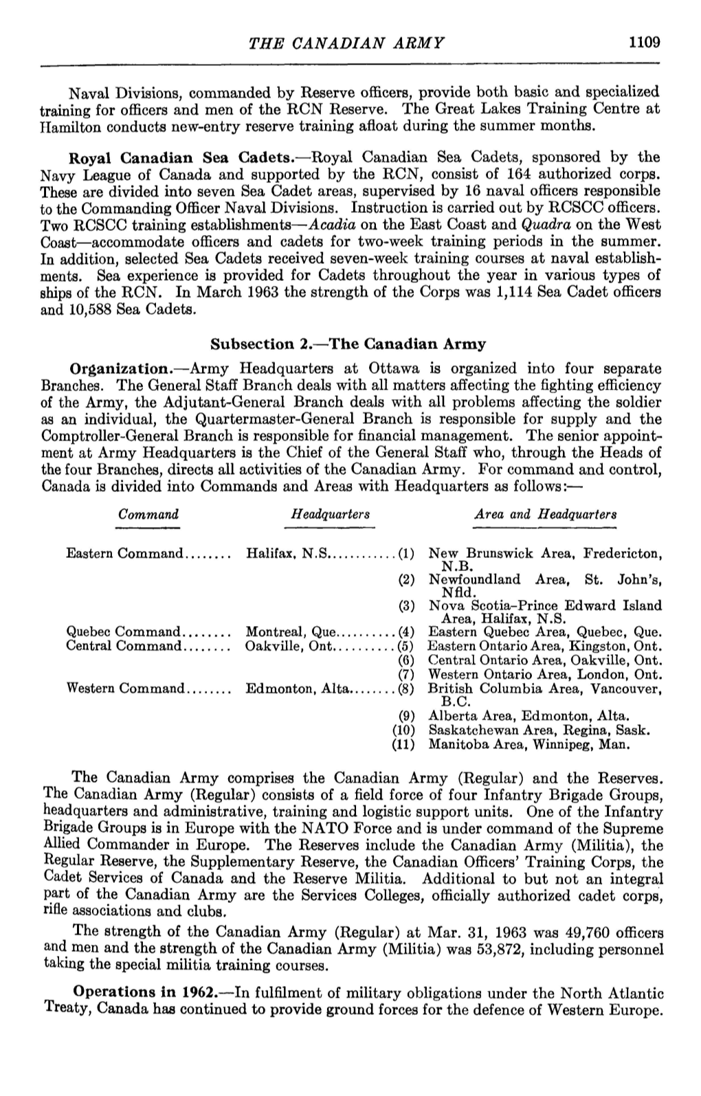 THE CANADIAN ARMY 1109 Naval Divisions, Commanded by Reserve
