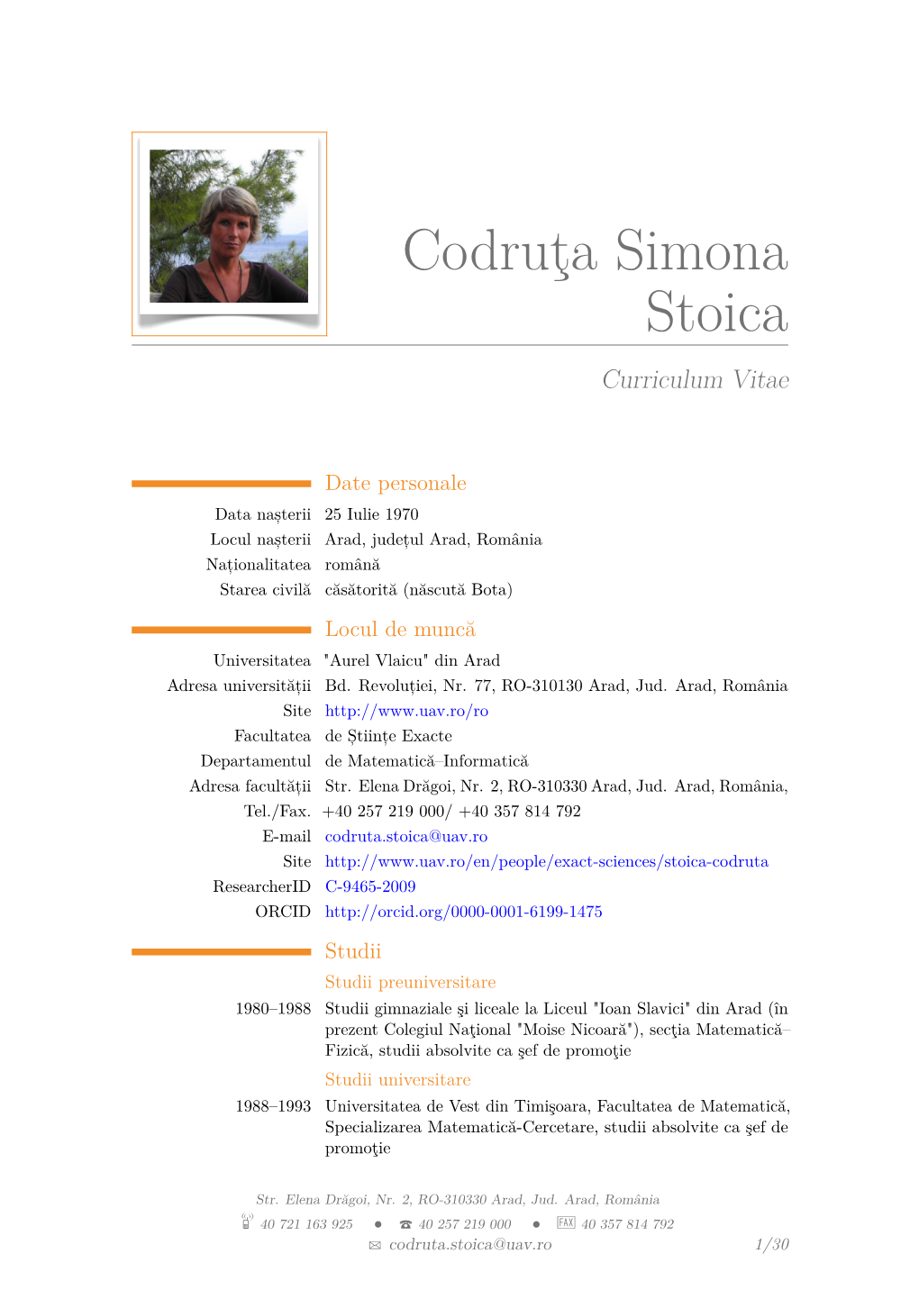 Codruţa Simona Stoica Curriculum Vitae