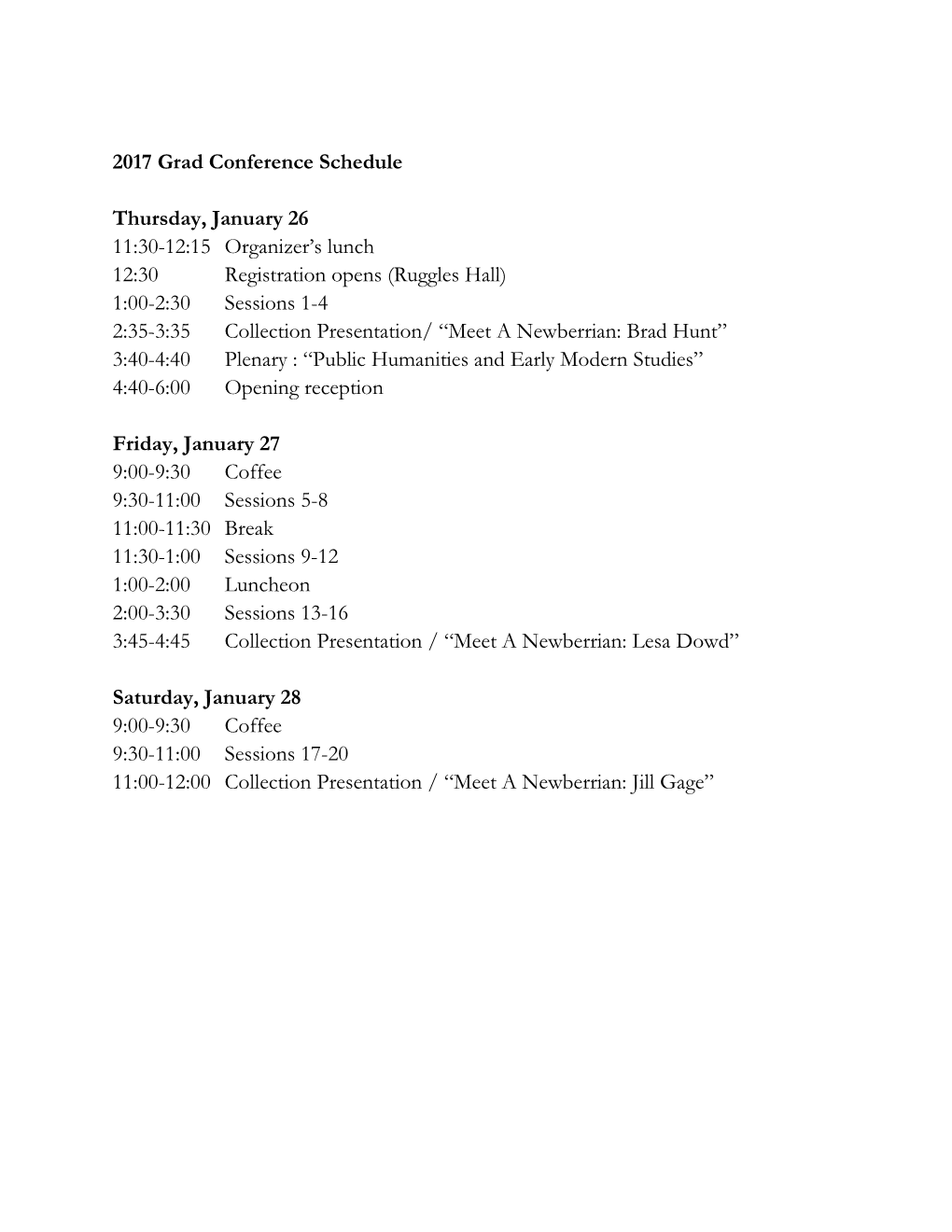 2017 Grad Conference Schedule Thursday