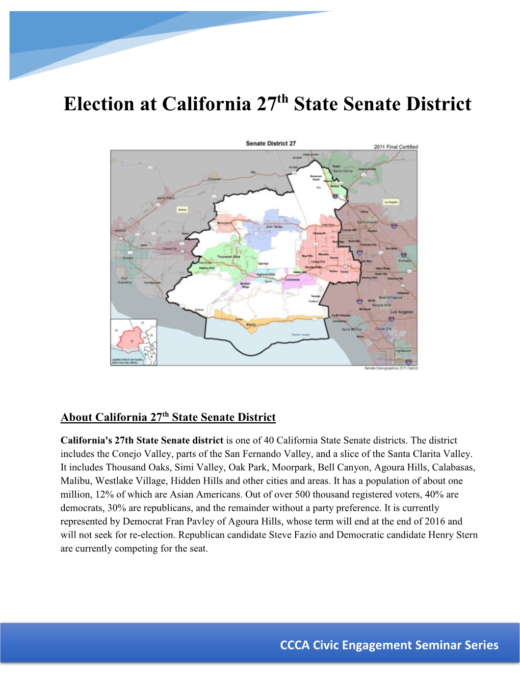 Election at California 27 State Senate District