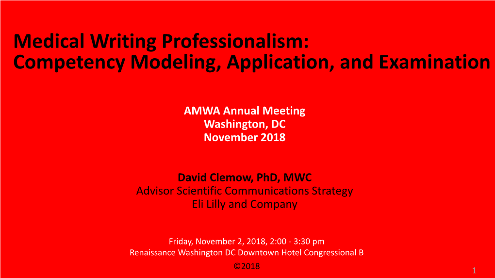 Medical Writing Professionalism: Competency Modeling, Application, and Examination