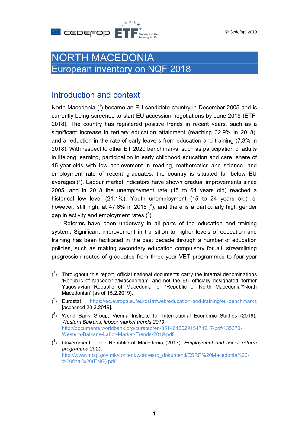 NORTH MACEDONIA European Inventory on NQF 2018