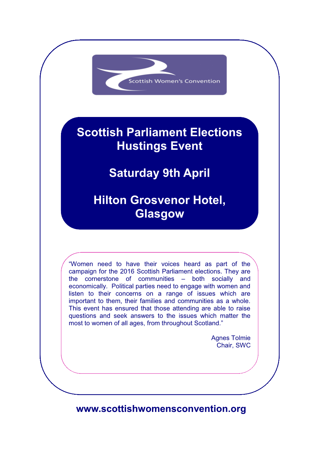 Scottish Parliament Elections Hustings Event