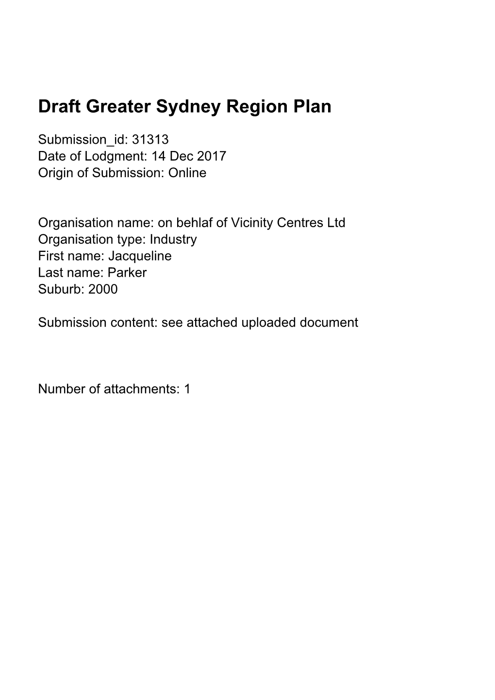 Draft Greater Sydney Region Plan