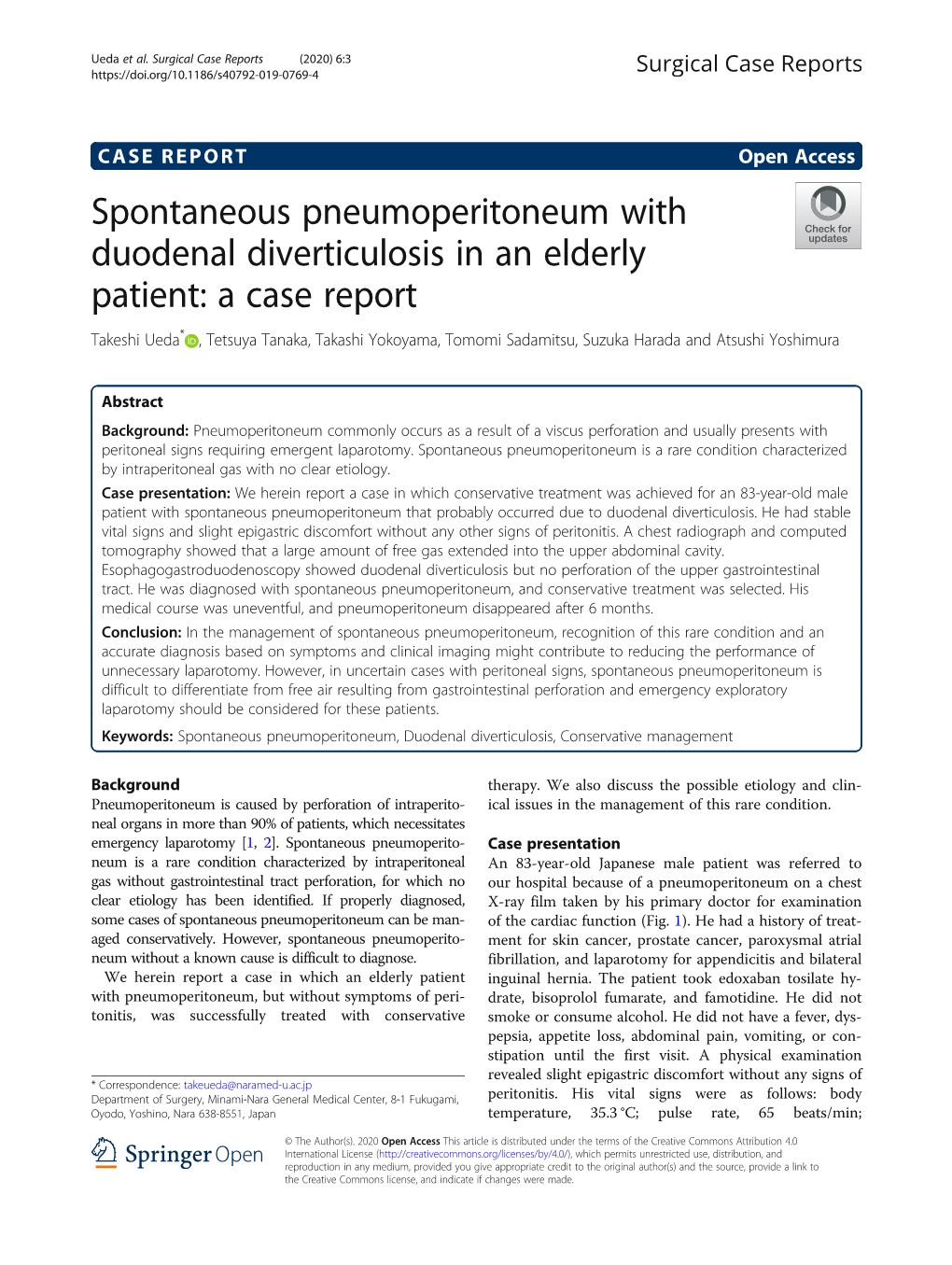 Spontaneous Pneumoperitoneum with Duodenal