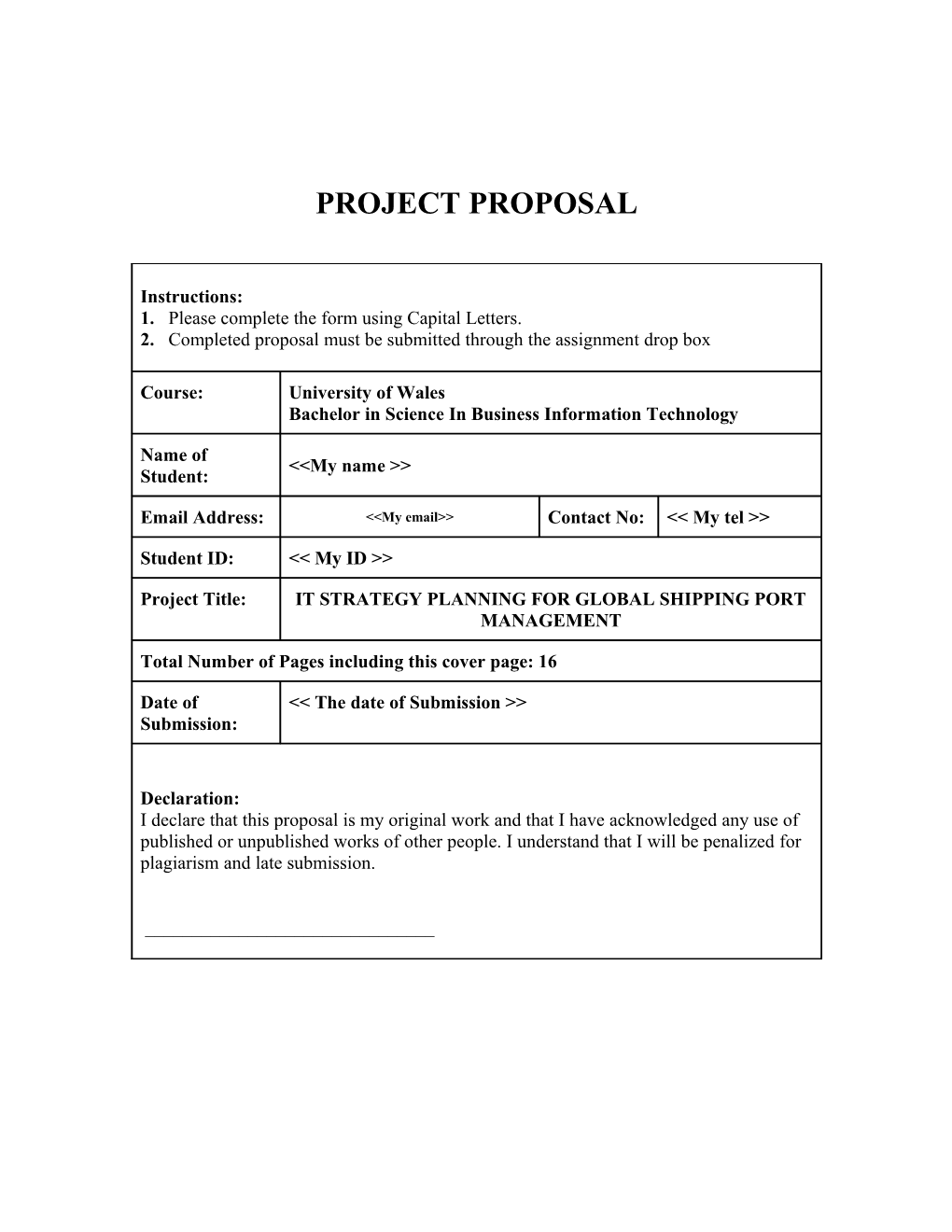 Appendix 1: a Sample Project Proposal Structure