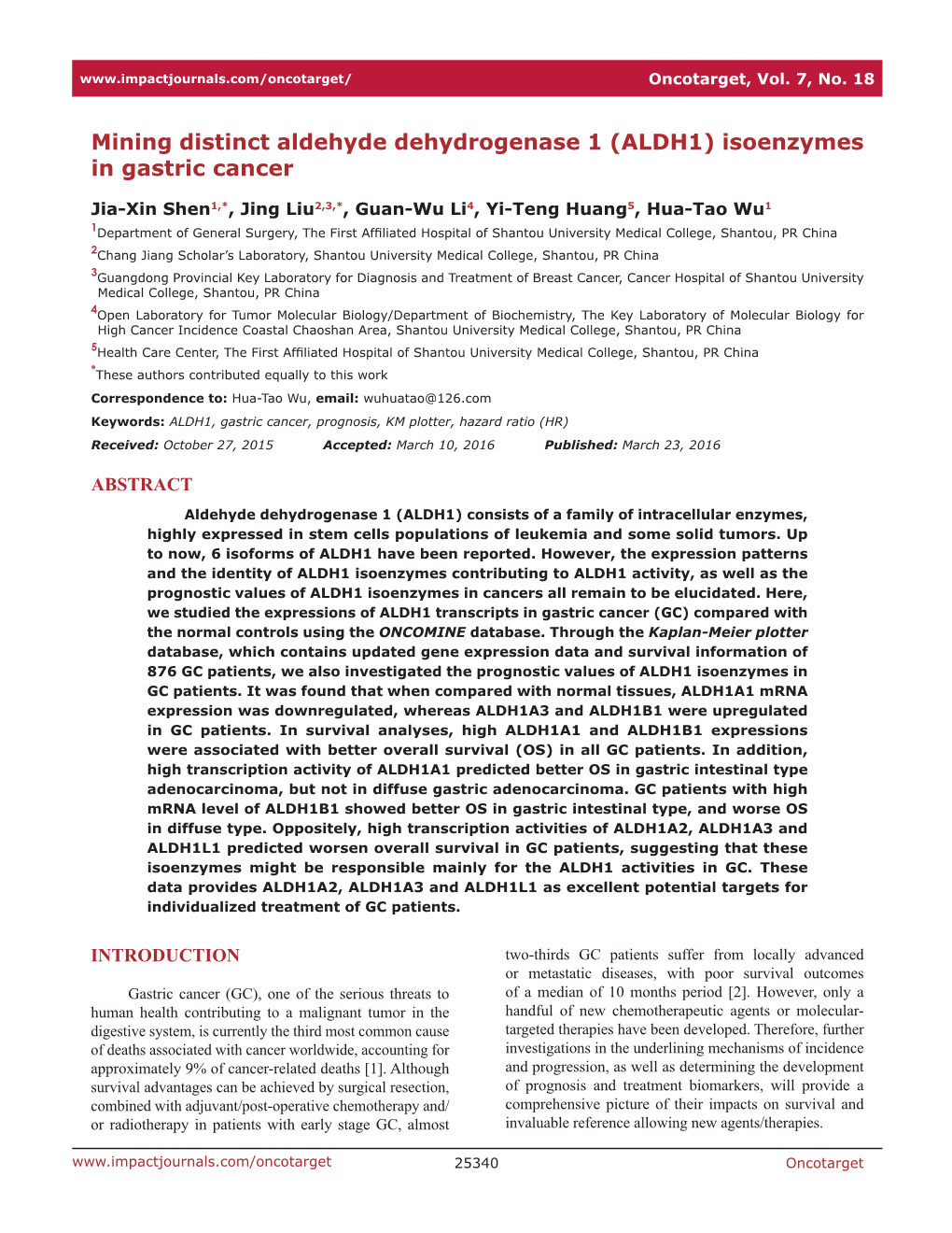 Isoenzymes in Gastric Cancer