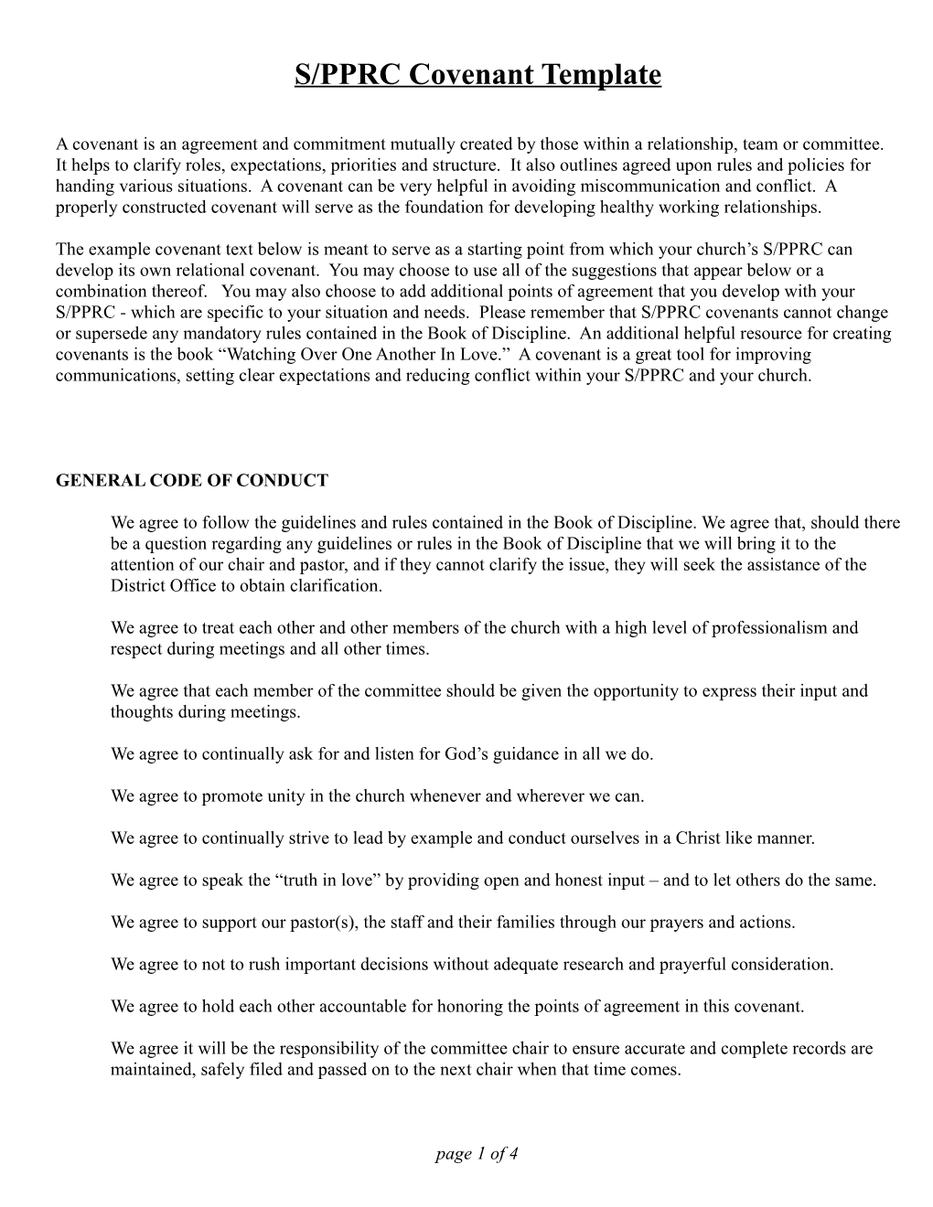 S/PPRC Covenant Template