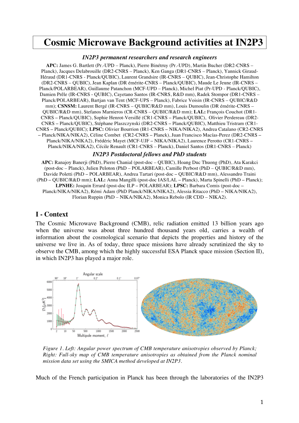 Cosmic Microwave Background Activities at IN2P3