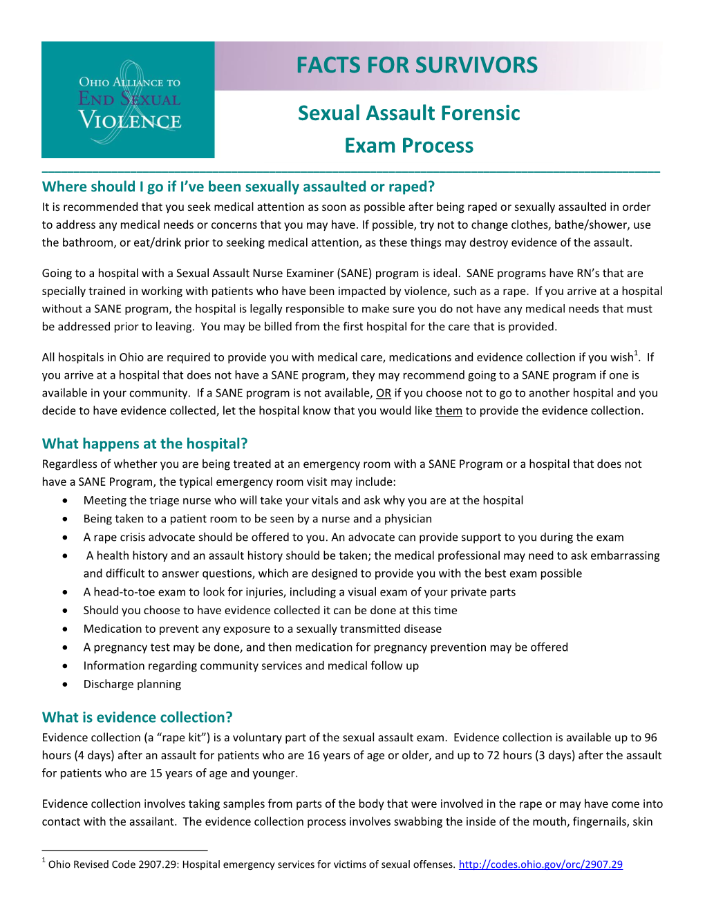 Forensic Exam Fact Sheet