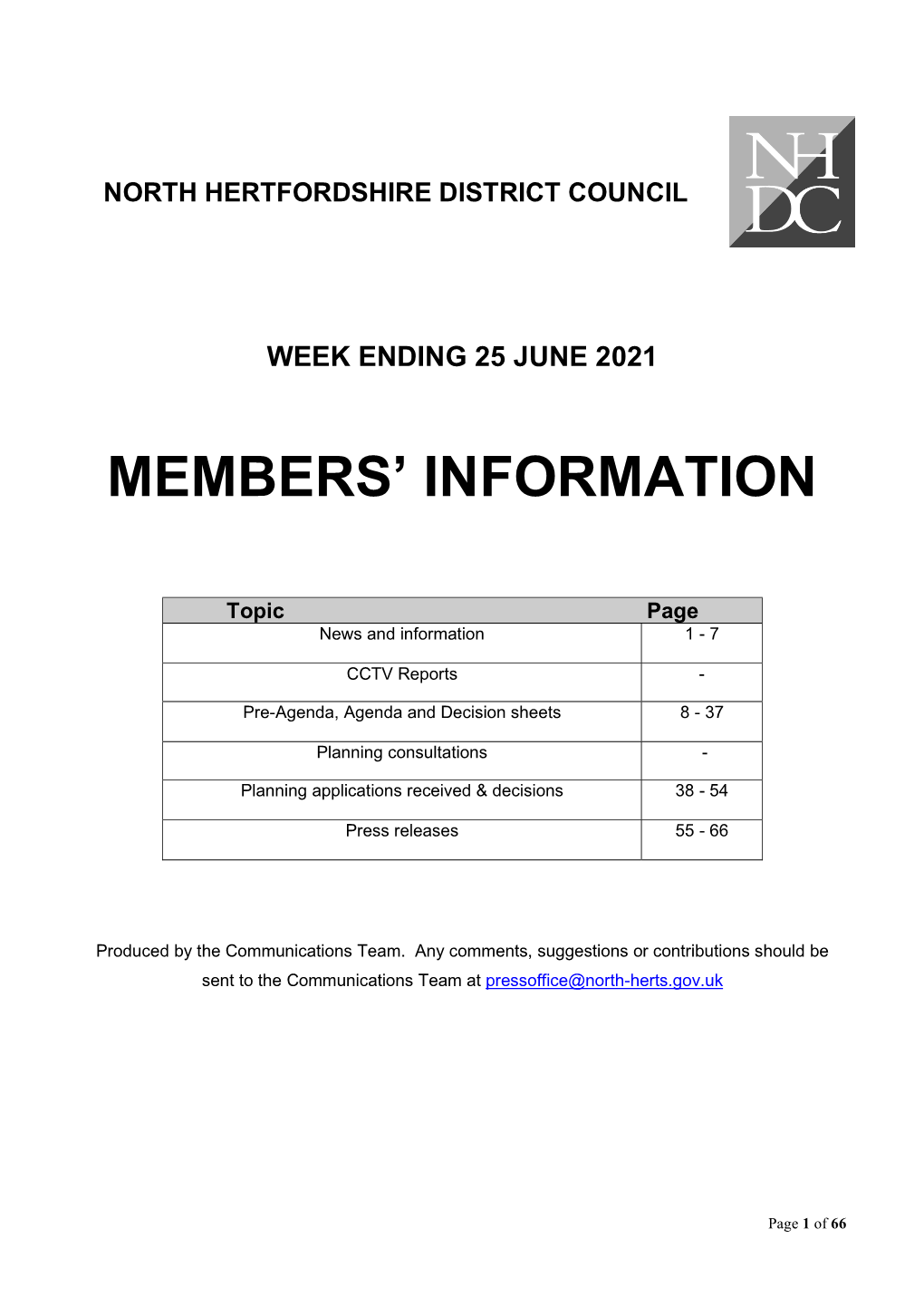 Members' Information Note