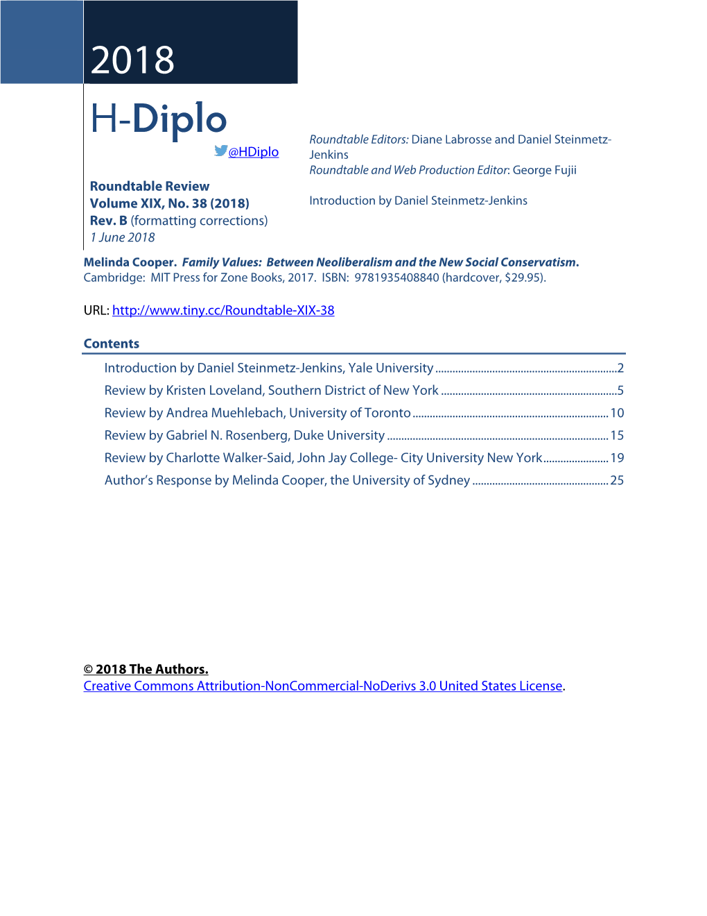 H-Diplo Roundtable, Vol