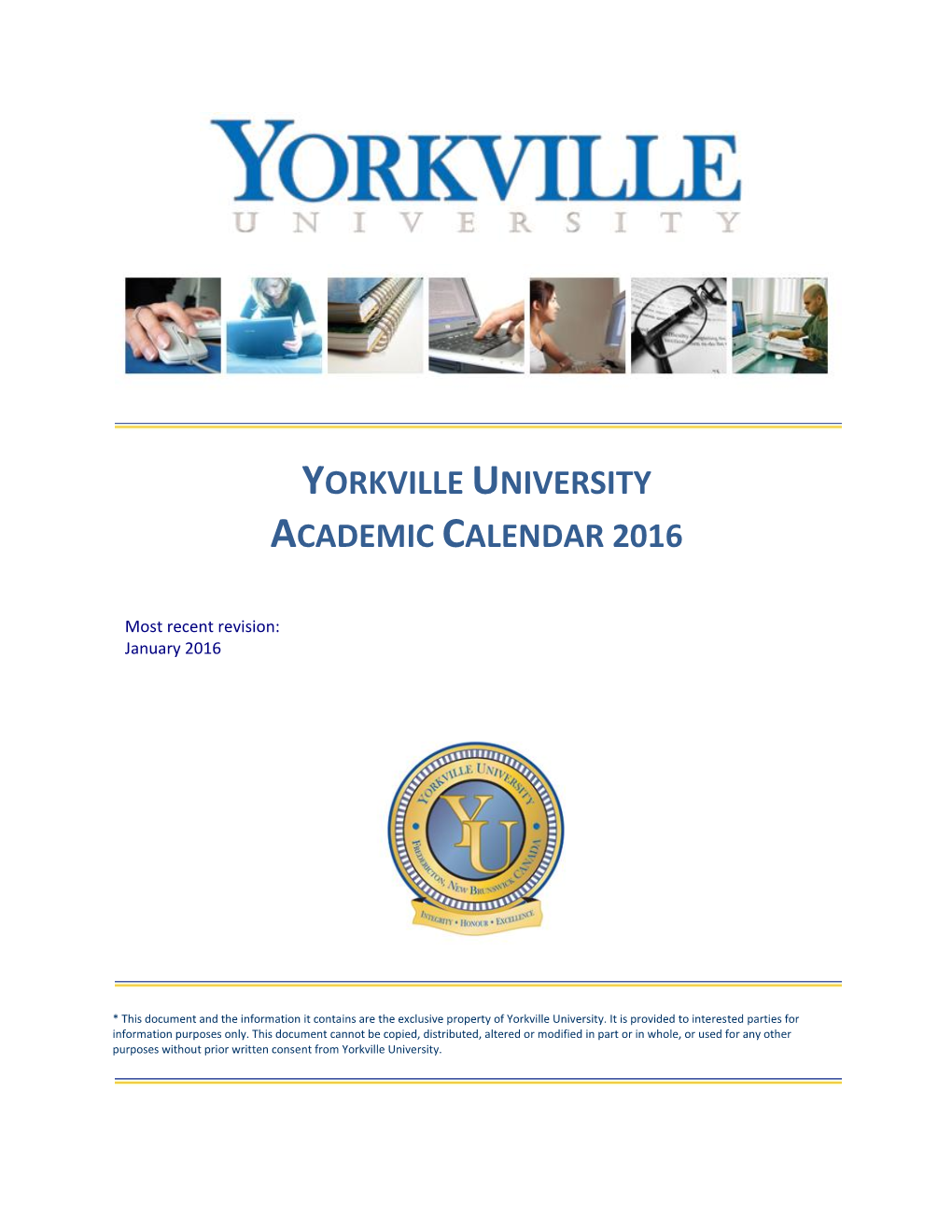 Yorkville University Academic Calendar 2016