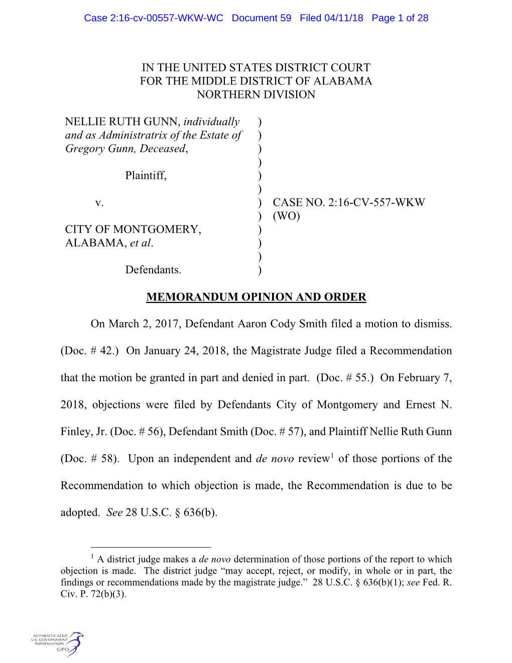 Case 2:16-Cv-00557-WKW-WC Document 59 Filed 04/11/18 Page 1 of 28