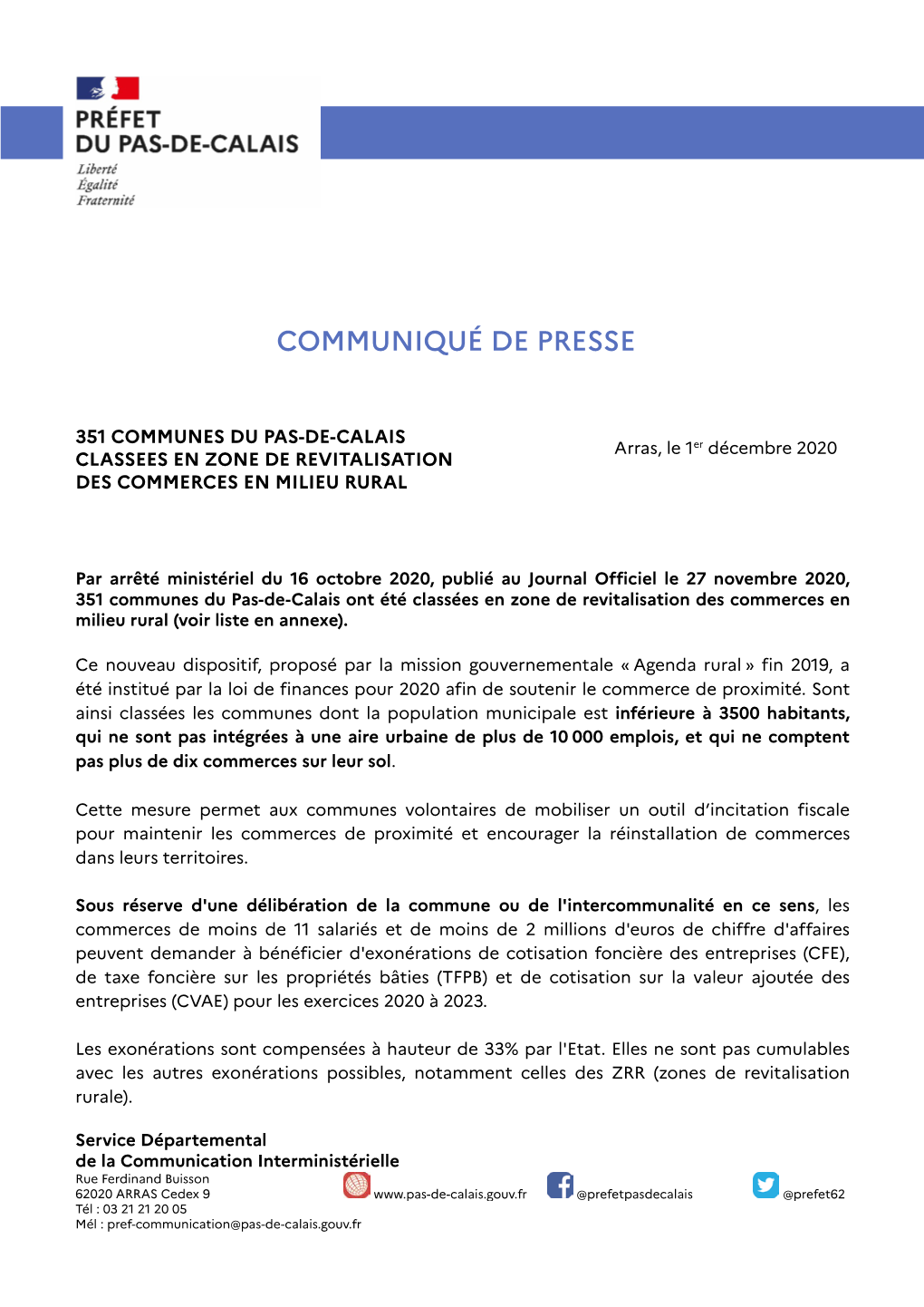 Communiqué De Presse