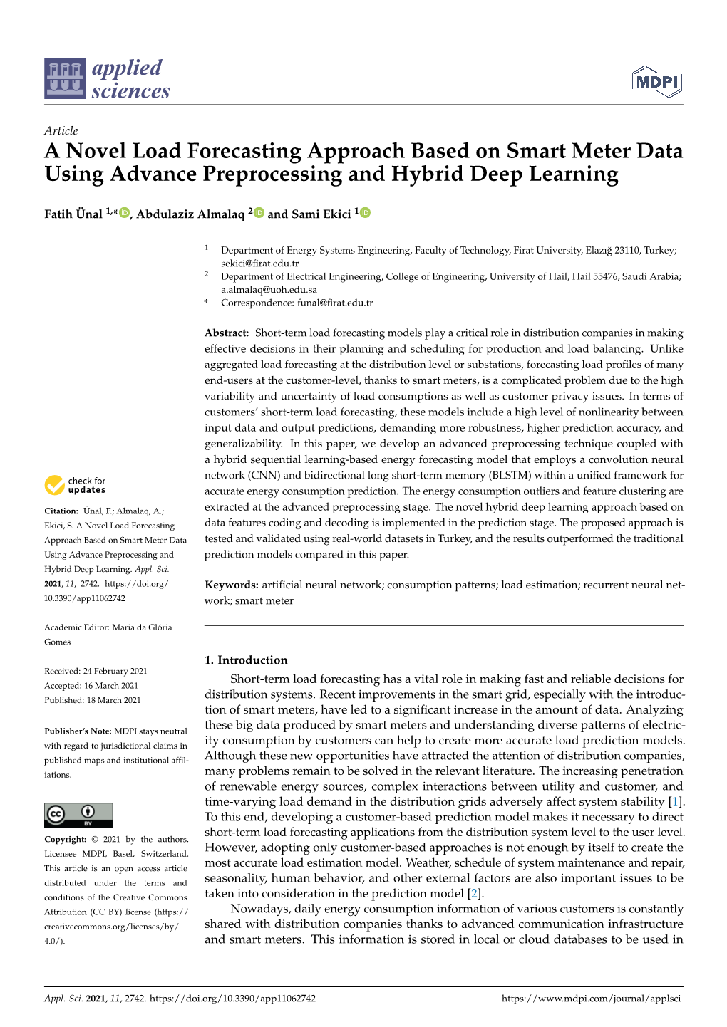 A Novel Load Forecasting Approach Based on Smart Meter Data Using Advance Preprocessing and Hybrid Deep Learning