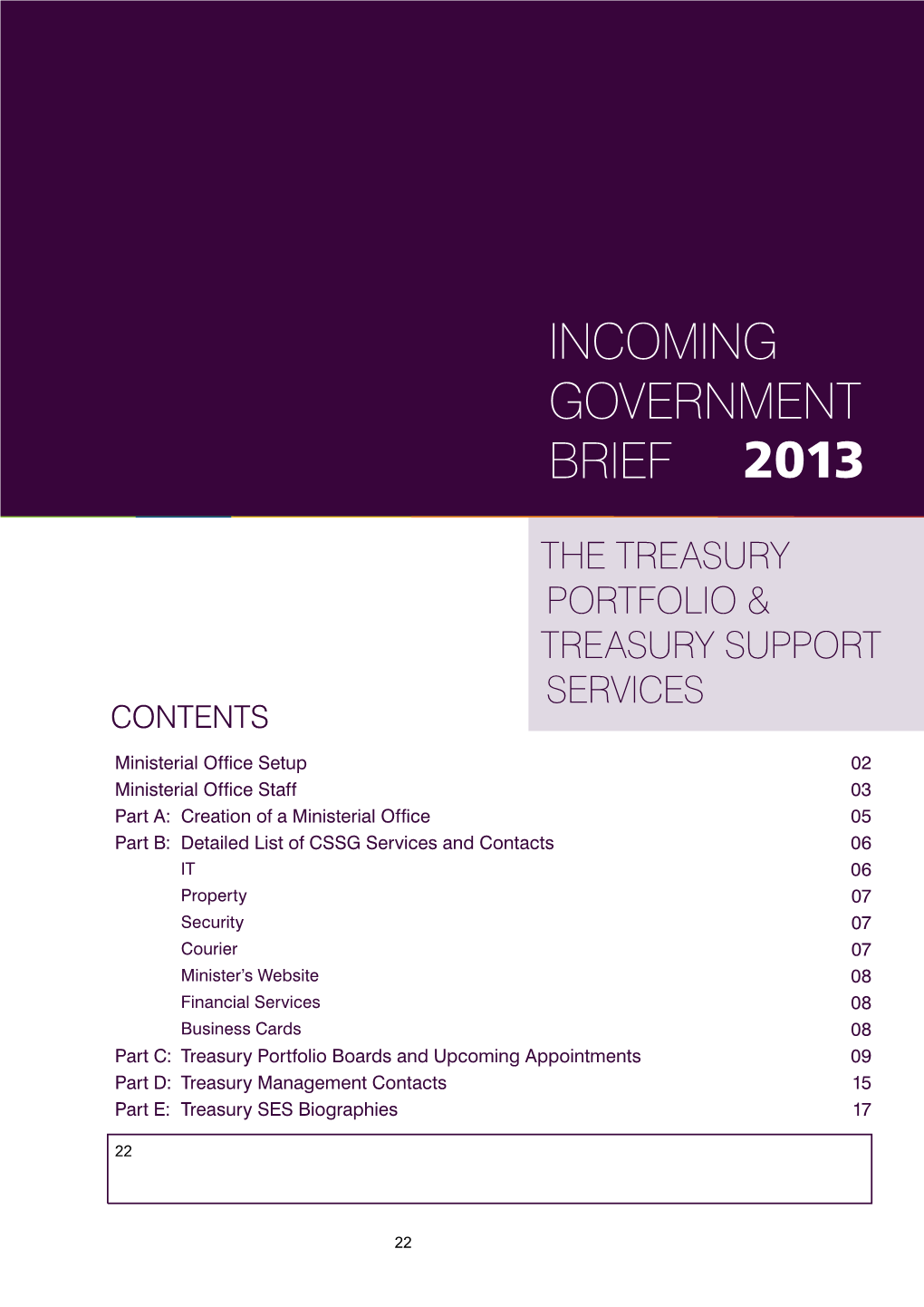 A Freedom of Information Request Seeking the 2013 Treasury Incoming Government Brief Documents