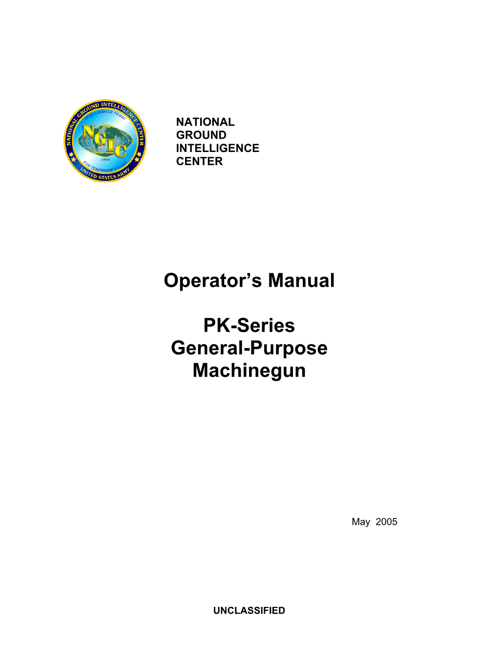 Operator's Manual PK-Series General-Purpose Machinegun
