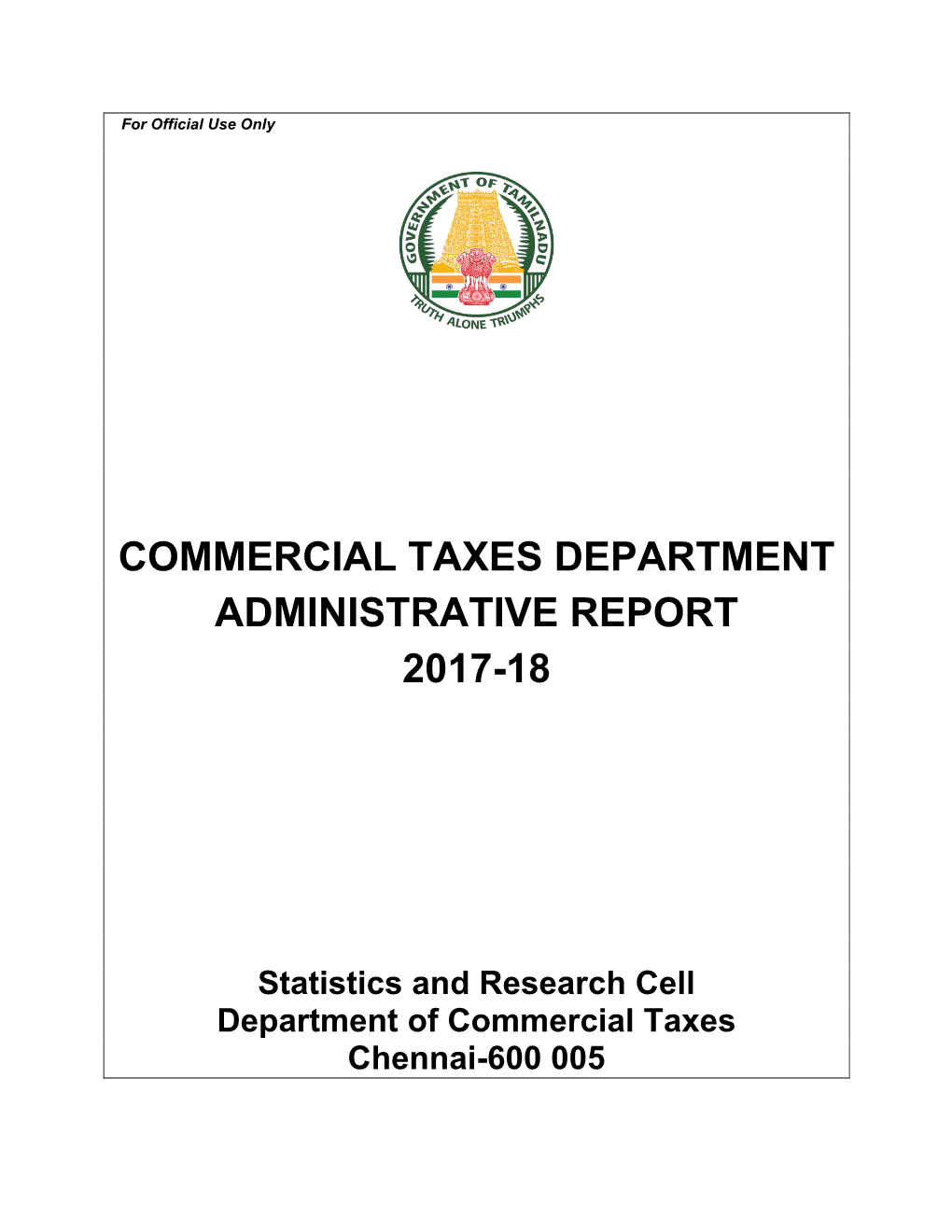 Commercial Taxes Department Administrative Report 2017-18