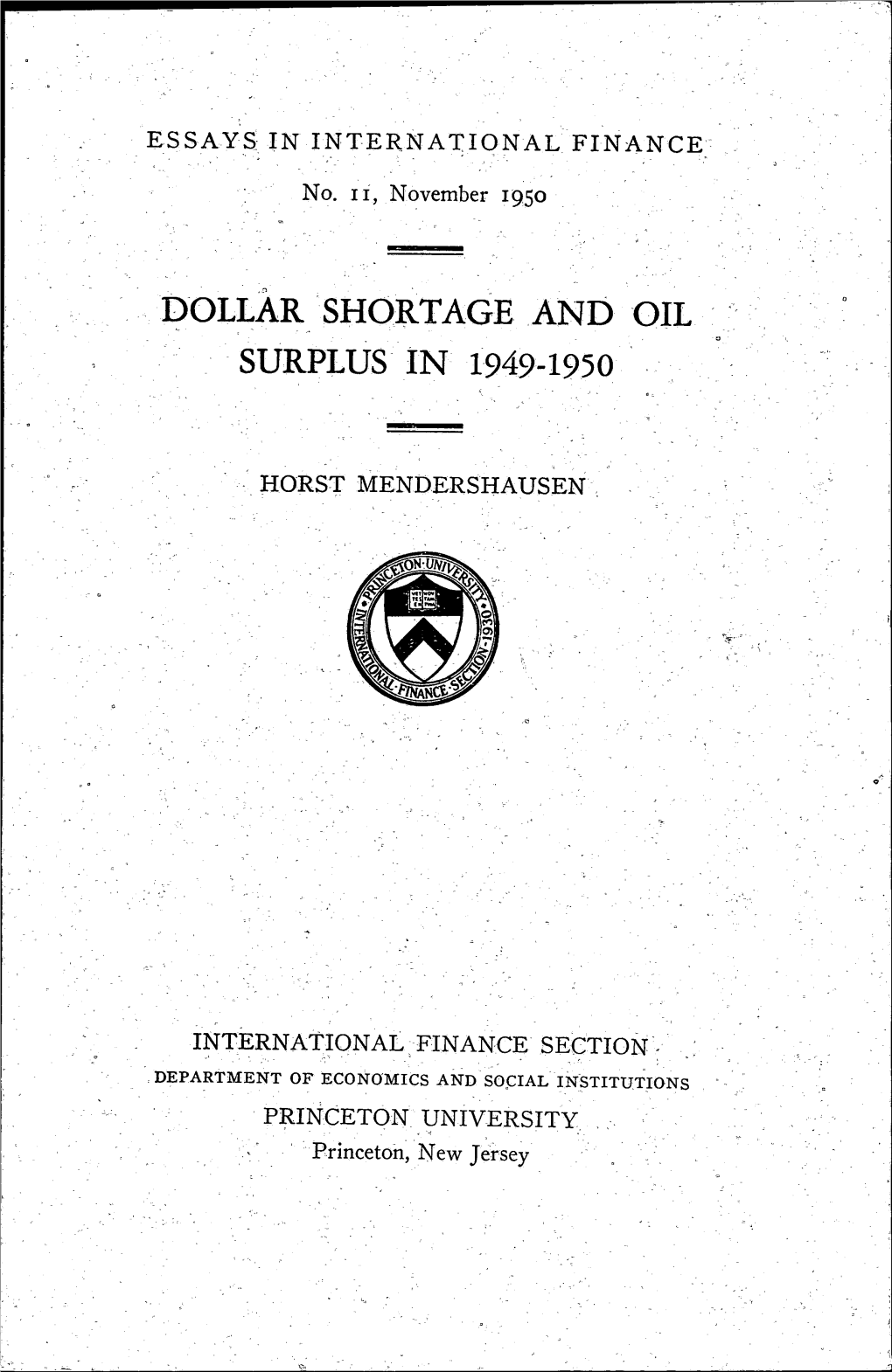 Dollar Shortage and Oil Surplus in 1949-1950