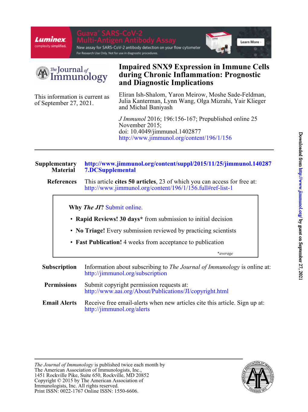 And Diagnostic Implications During Chronic Inflammation