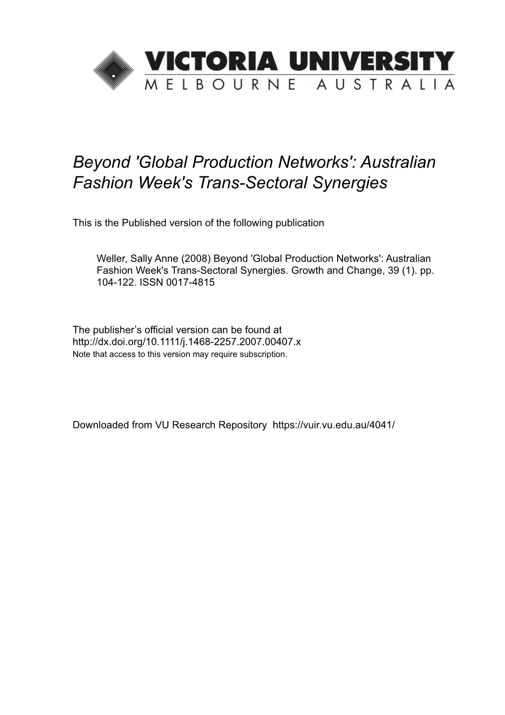 Australian Fashion Week's Trans-Sectoral Synergies