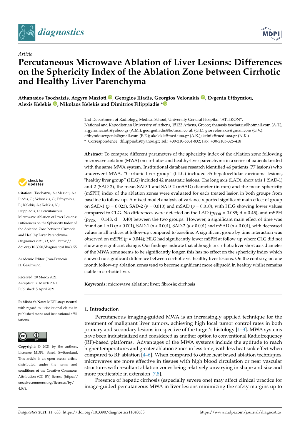 Percutaneous Microwave Ablation of Liver Lesions: Differences on the Sphericity Index of the Ablation Zone Between Cirrhotic and Healthy Liver Parenchyma