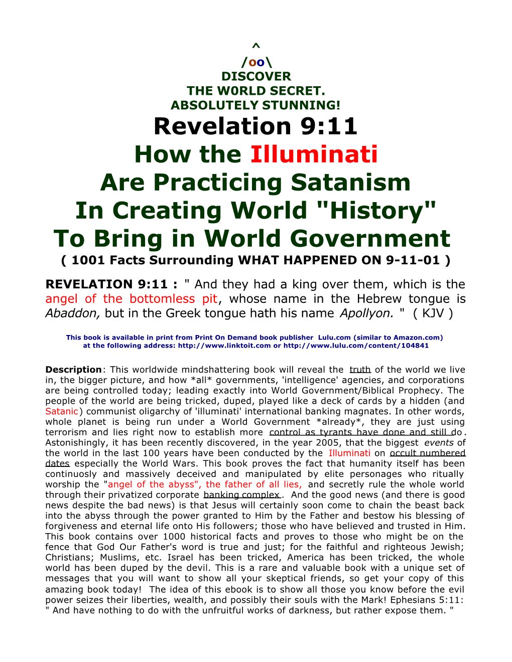 Revelation 9:11 How the Illuminati Are Practicing Satanism in Creating