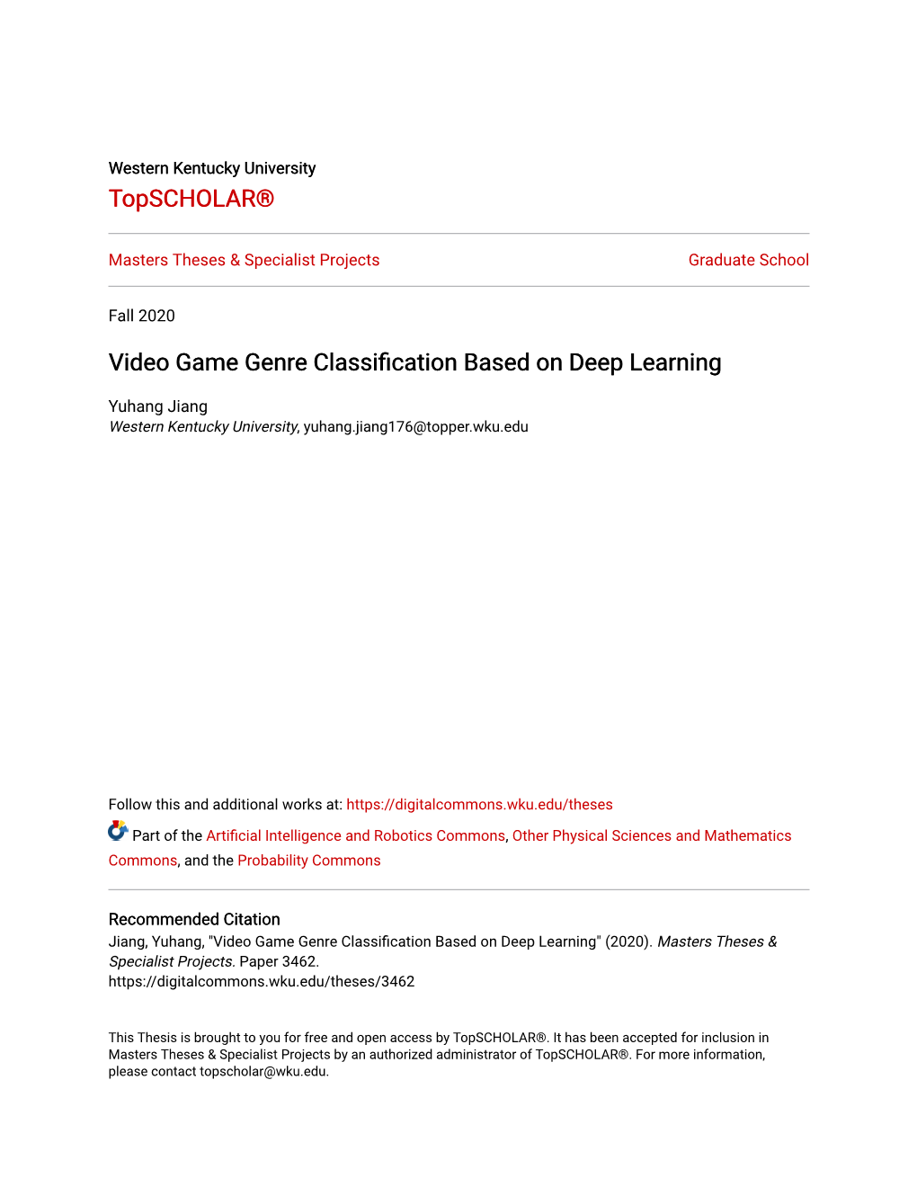 Video Game Genre Classification Based on Deep Learning