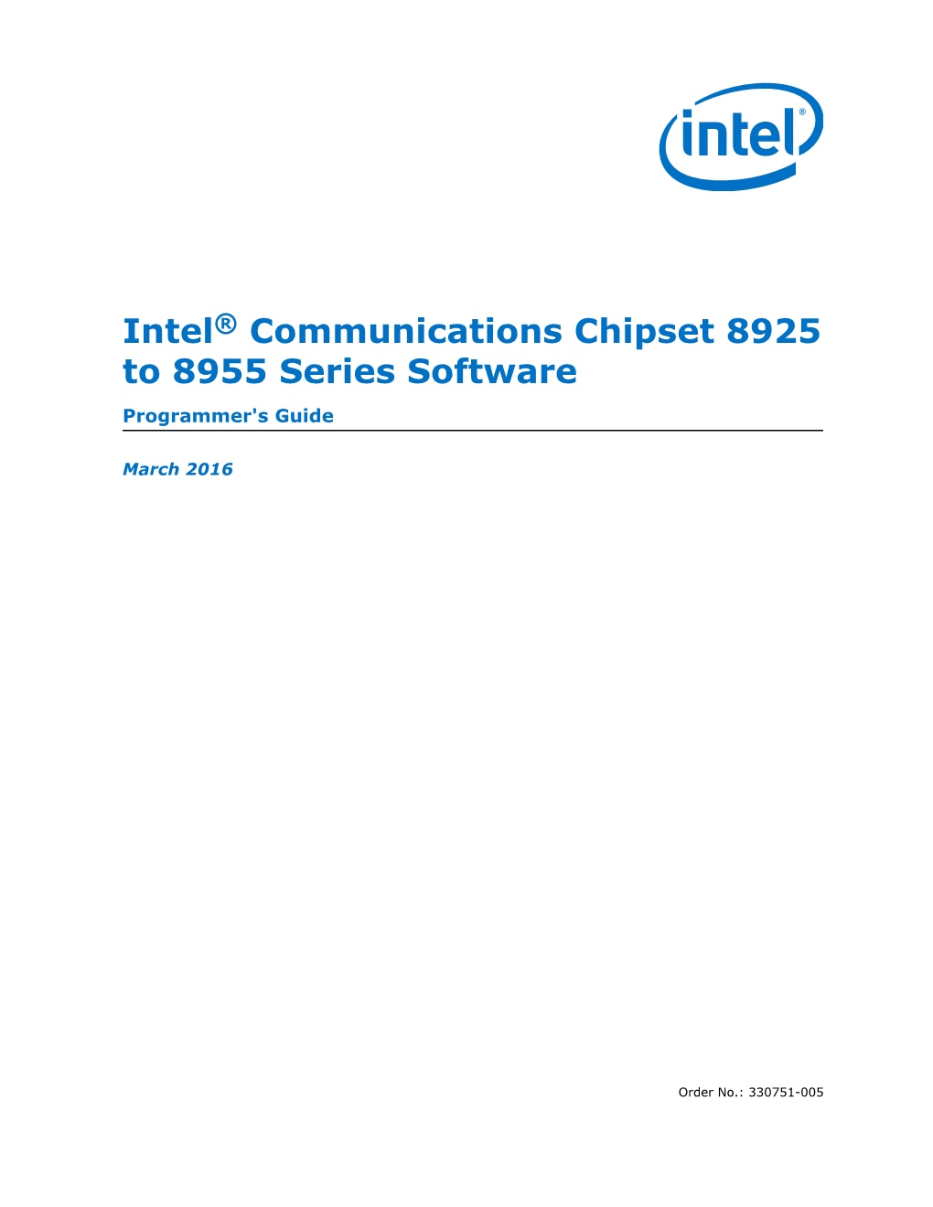 Intel® Communications Chipset 8925 to 8955 Series Software Programmer's Guide