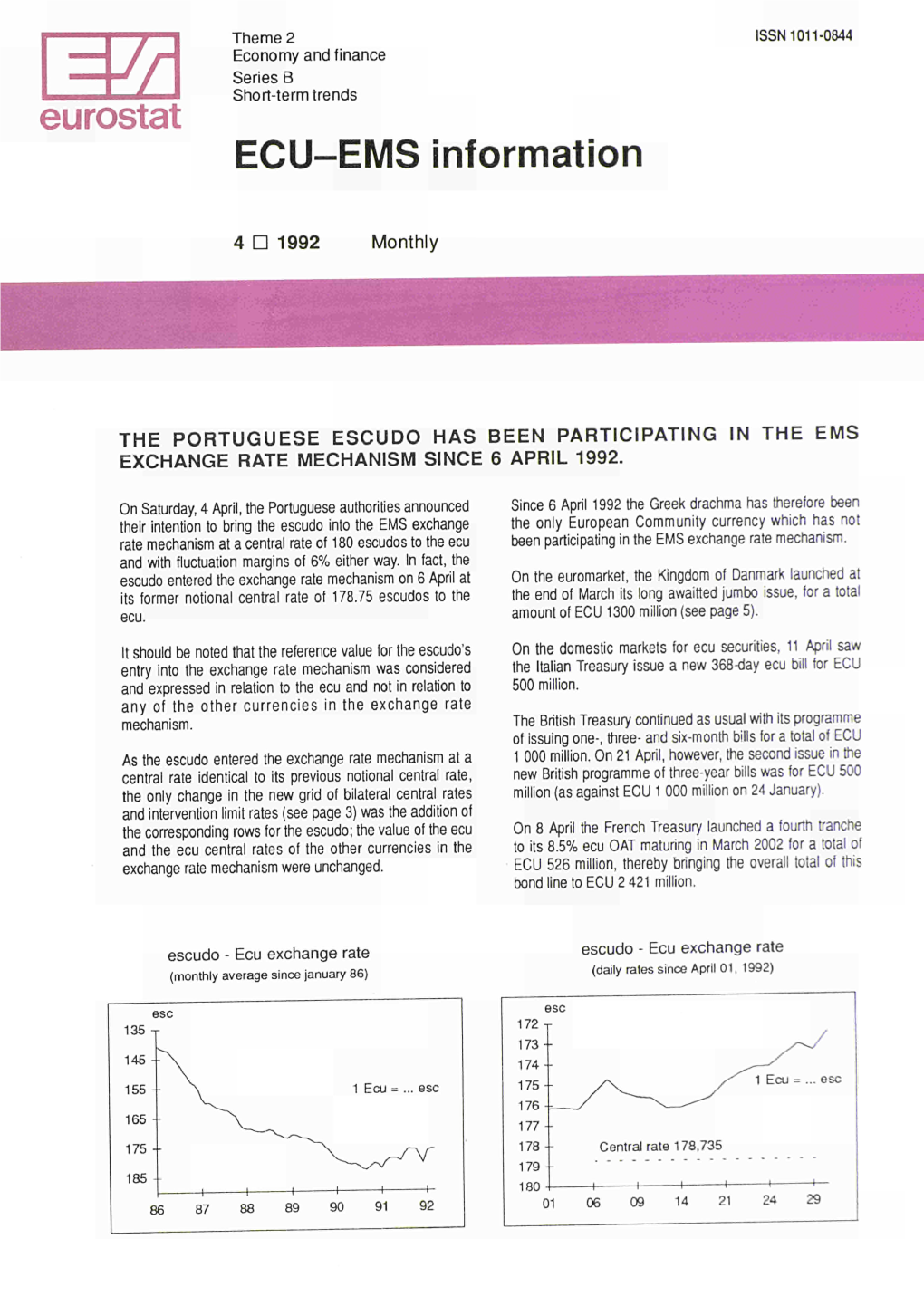 ECU-EMS Information : 4/1992 Monthly