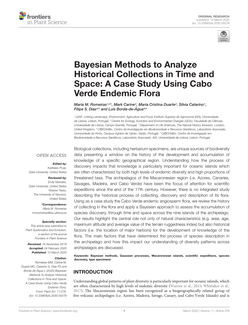 A Case Study Using Cabo Verde Endemic Flora