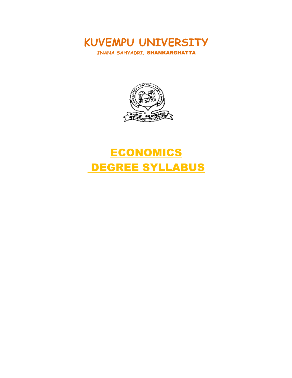 Kuvempu University Economics Degree Syllabus