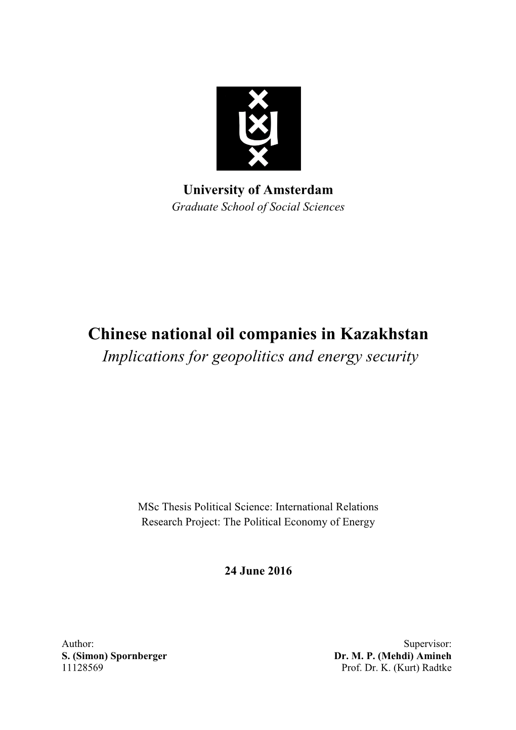 Chinese National Oil Companies in Kazakhstan Implications for Geopolitics and Energy Security