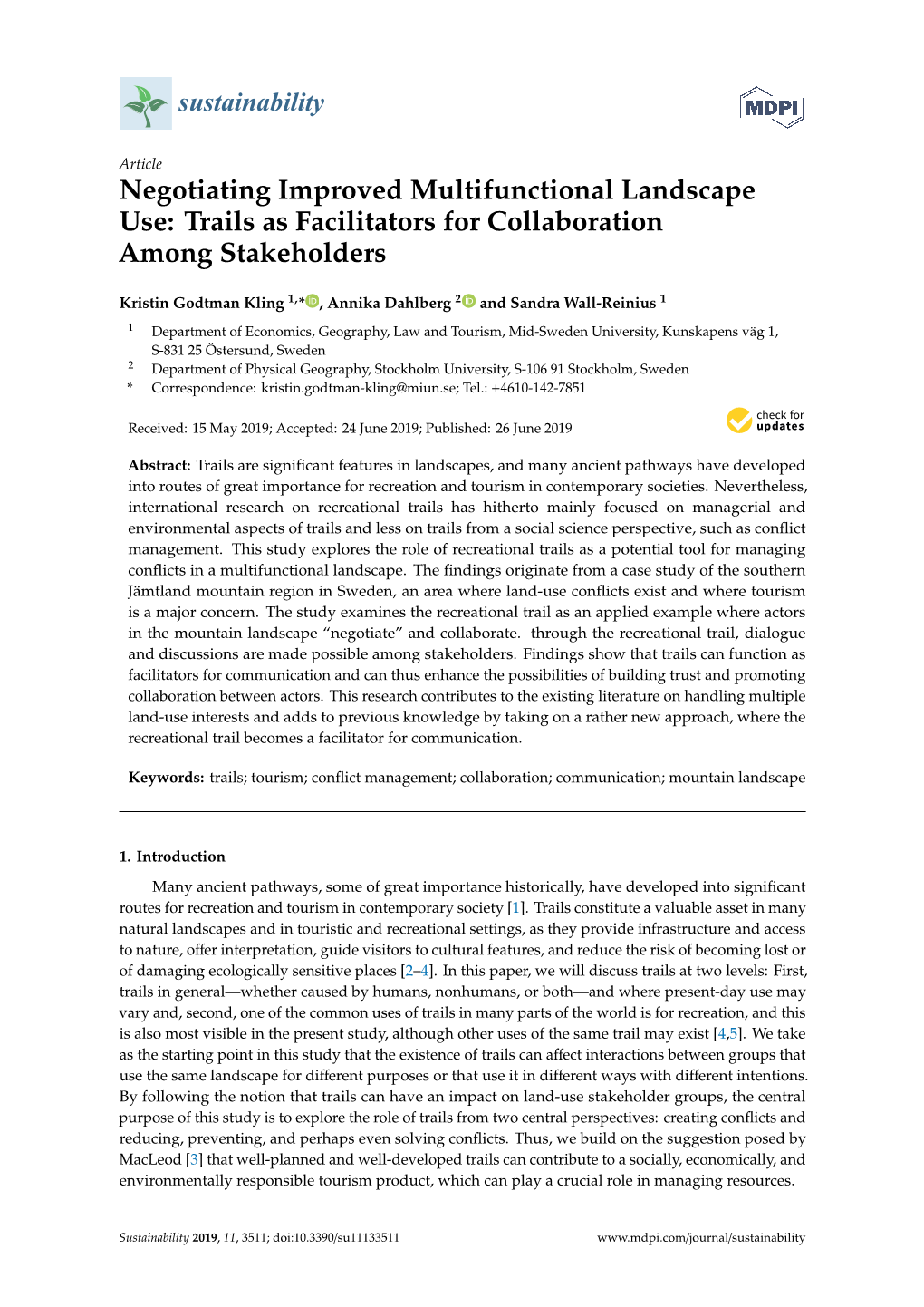 Trails As Facilitators for Collaboration Among Stakeholders