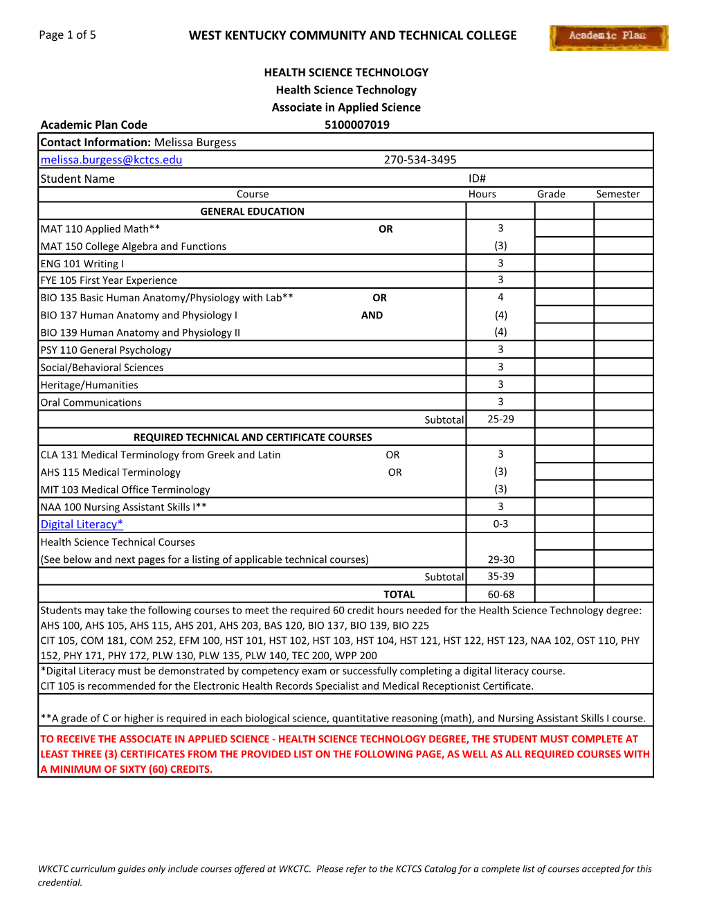 Download the Academic Plan