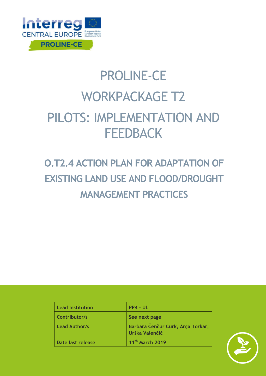 O.T2.4 Action Plan for Adaptation of Existing Land Use and Flood/Drought